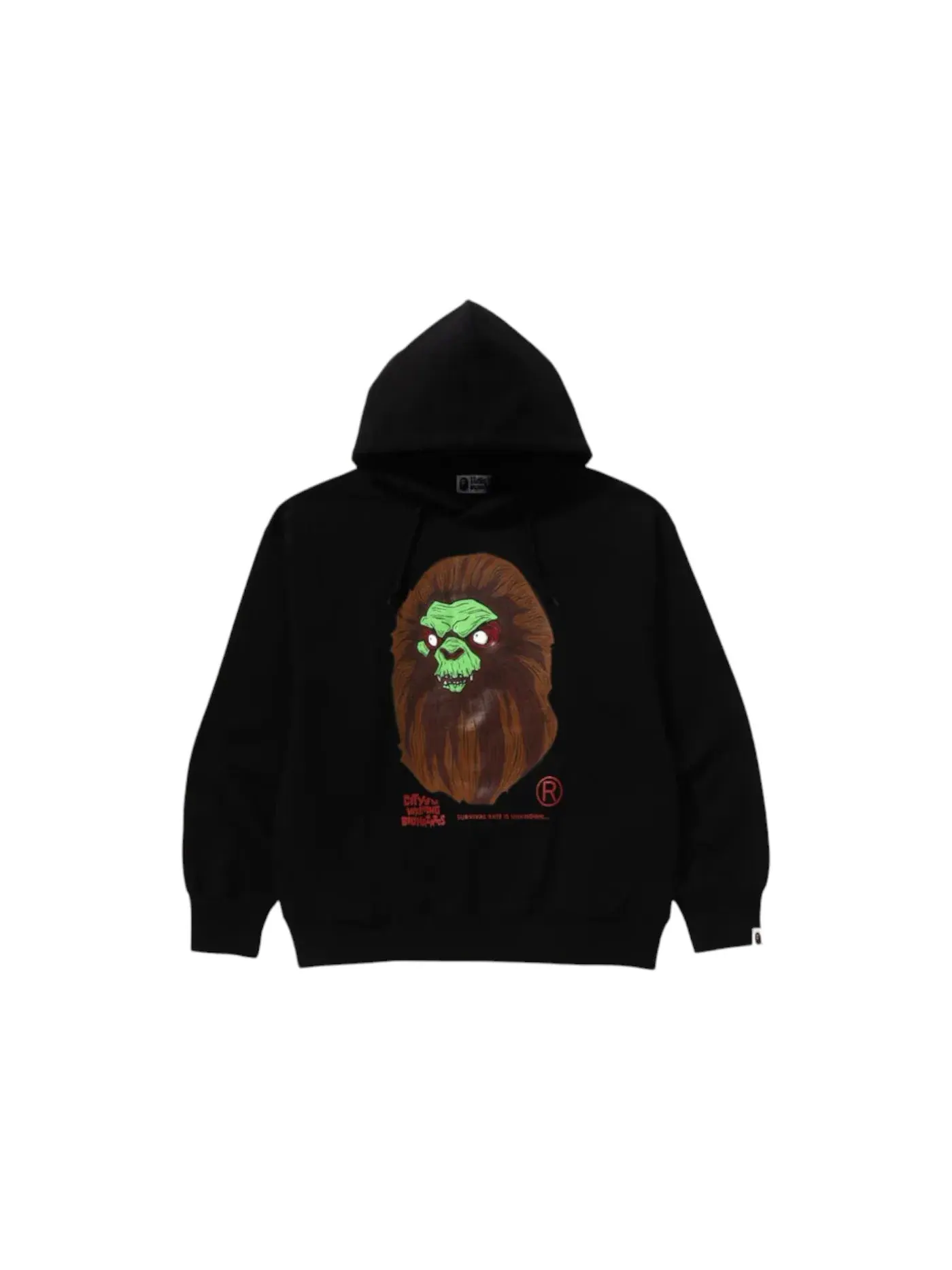 Мужской пуловер-худи свободного кроя с принтом Horror Mad Face BAPE — изображение 1 из 1, черный