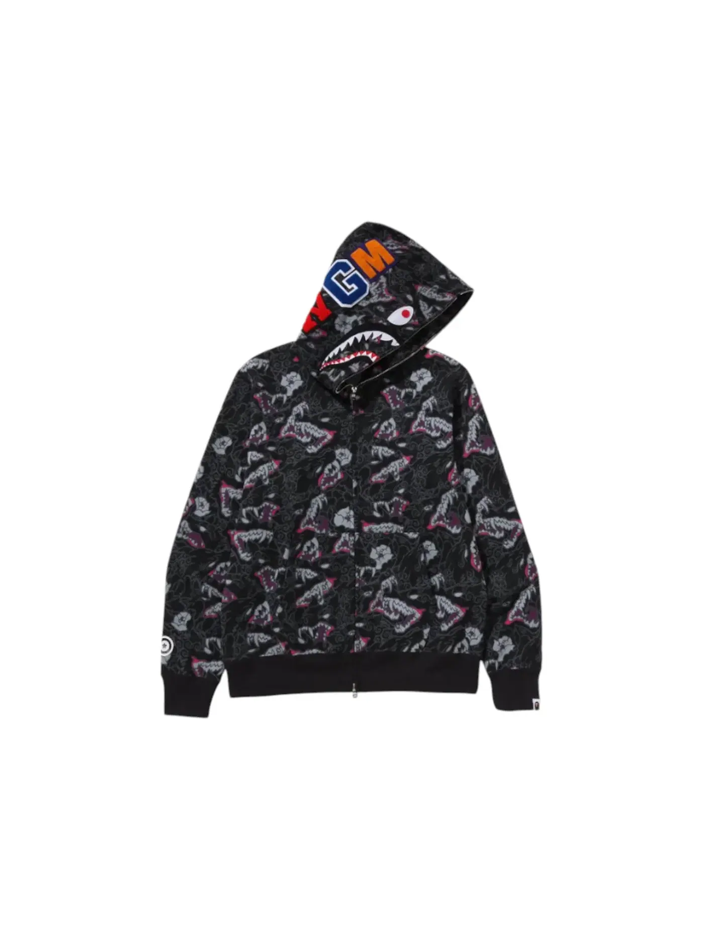 Мужская худи с камуфляжным принтом A Bathing Ape Shark Full Zip Hoodie BAPE — изображение 1 из 2, черный