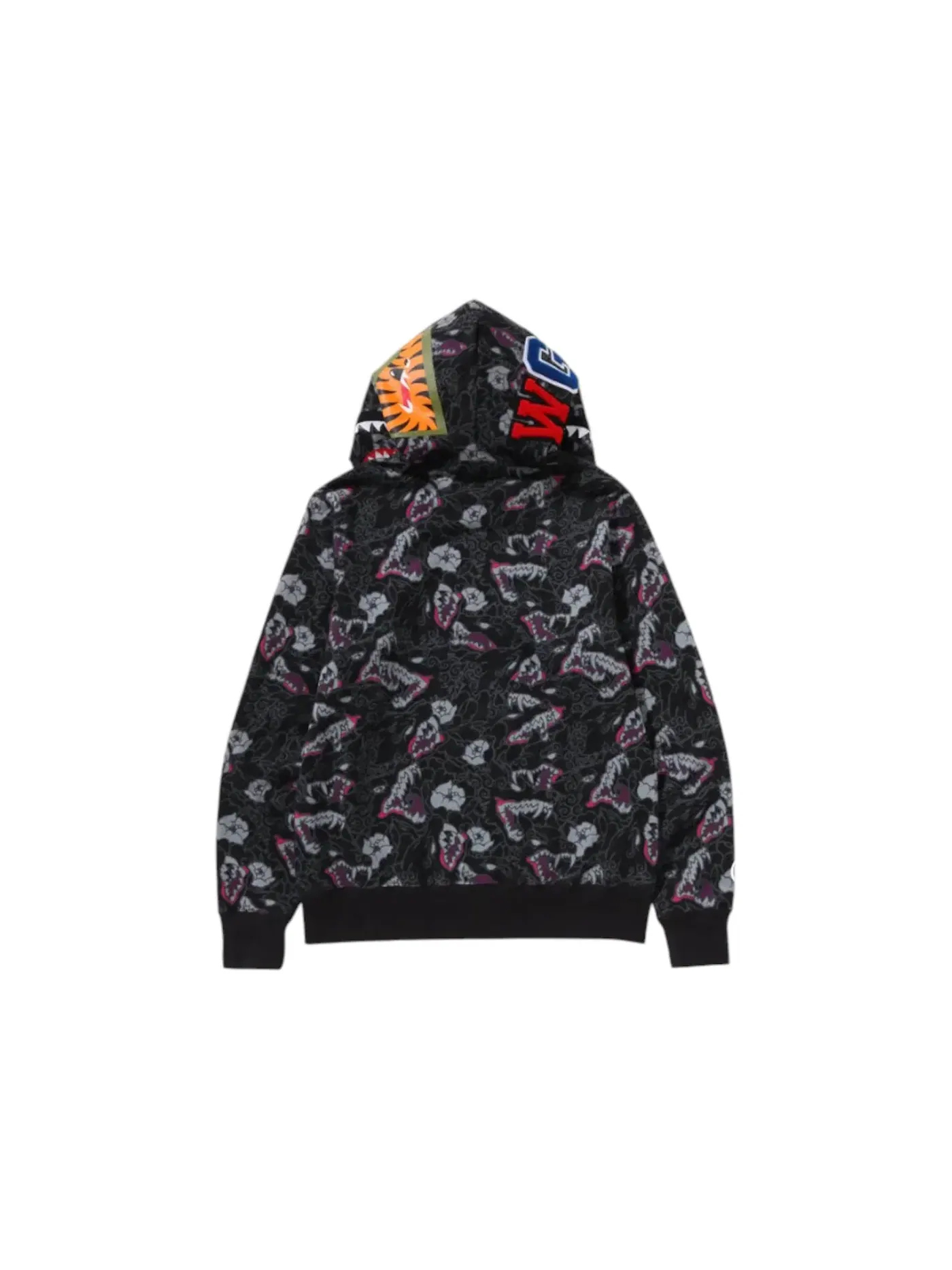 Мужская худи с камуфляжным принтом A Bathing Ape Shark Full Zip Hoodie BAPE — изображение 2 из 2, черный