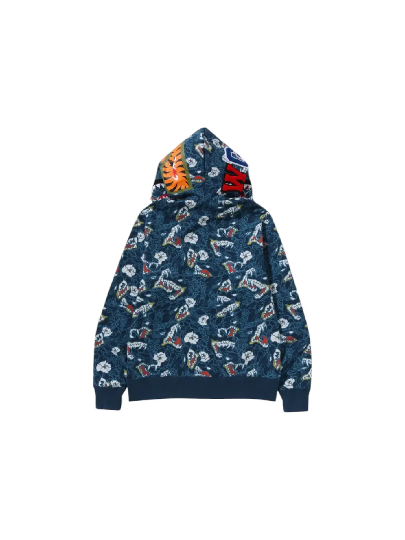 Мужская худи с принтом Shark Full Zip Hoodie BAPE — изображение 2 из 2, синий