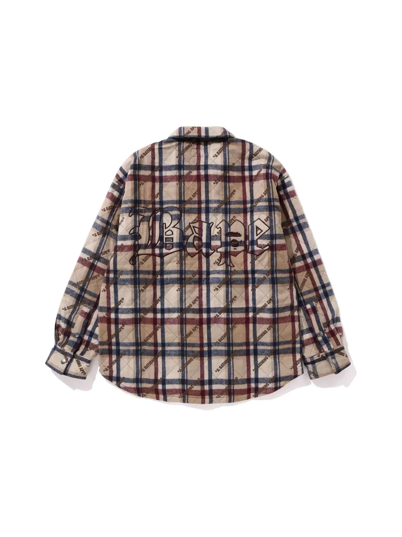 Мужская куртка-рубашка с принтом BAPE A Bathing Ape Logo Check Pattern Padded Flannel Shirt Jacket — изображение 2 из 2