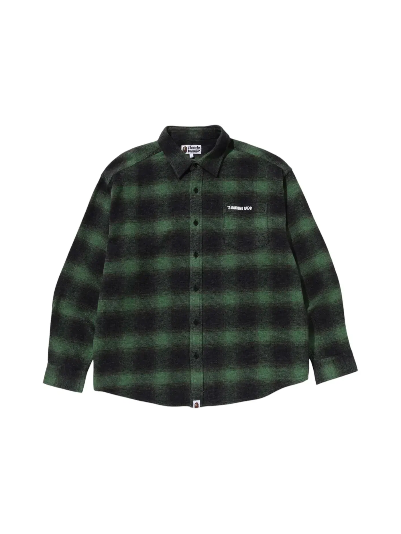 Мужская фланелевая рубашка с принтом BAPE A Bathing Ape Logo Ombre Check — изображение 1 из 1, зеленый