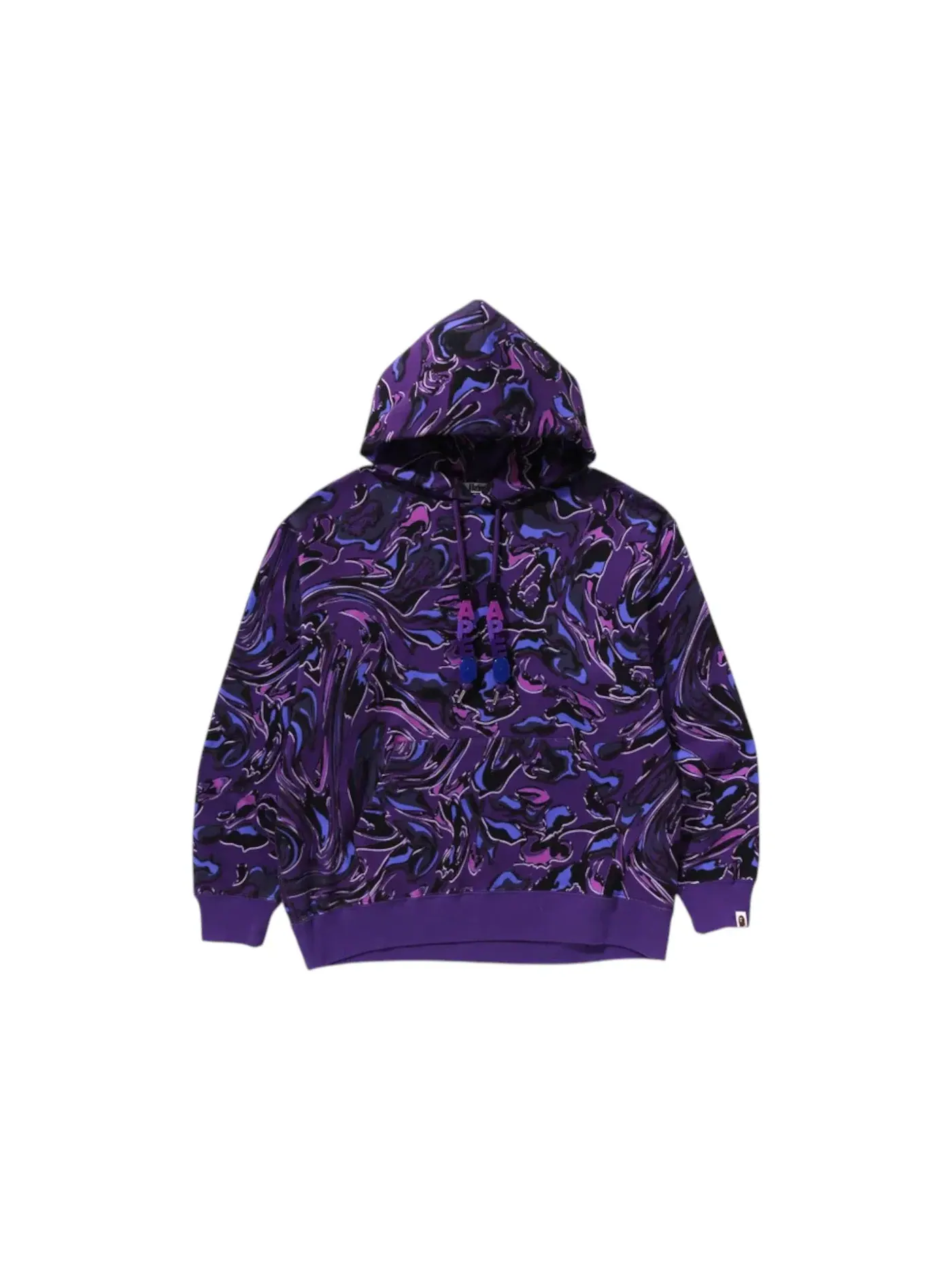 Мужской пуловер-худи свободного кроя с камуфляжным принтом Marbling Camo BAPE — изображение 1 из 1, фиолетовый