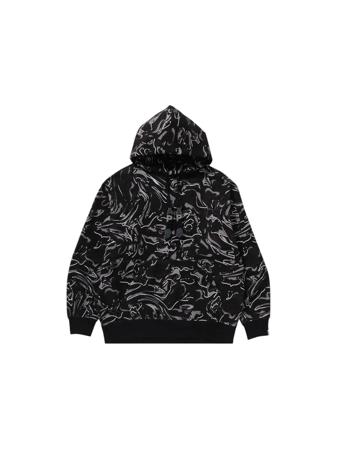 Мужской худи свободного кроя с камуфляжным принтом BAPE — изображение 1 из 2, черный