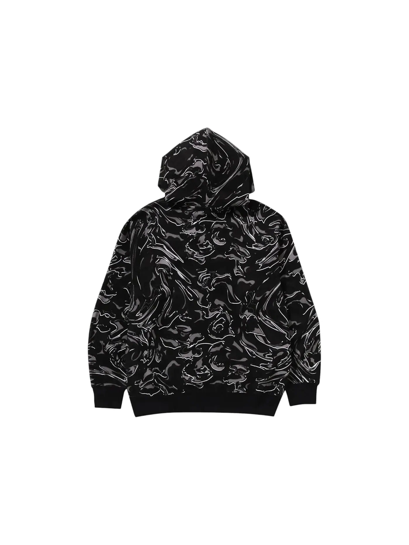 Мужской худи свободного кроя с камуфляжным принтом BAPE — изображение 2 из 2, черный