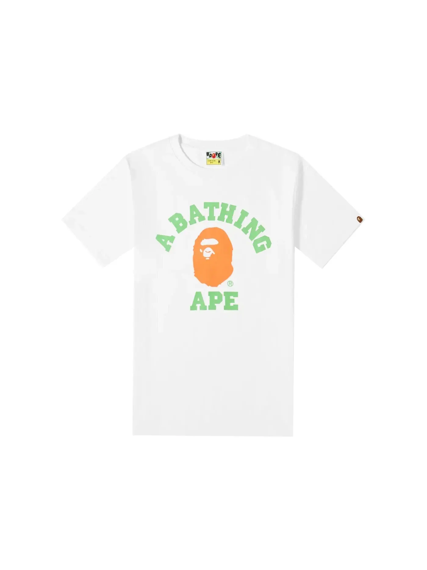 Мужская футболка с принтом BAPE A Bathing Ape Neon College Tee — изображение 1 из 1, белый