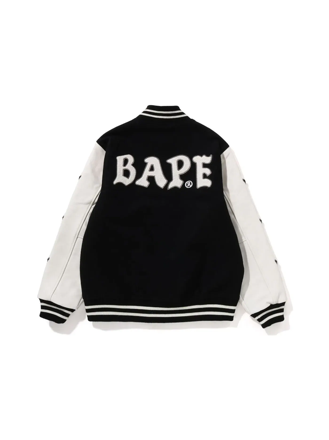 Мужская куртка-бомбер с принтом BAPE A Bathing Ape Relaxed Fit Varsity Jacket — изображение 2 из 2, черный