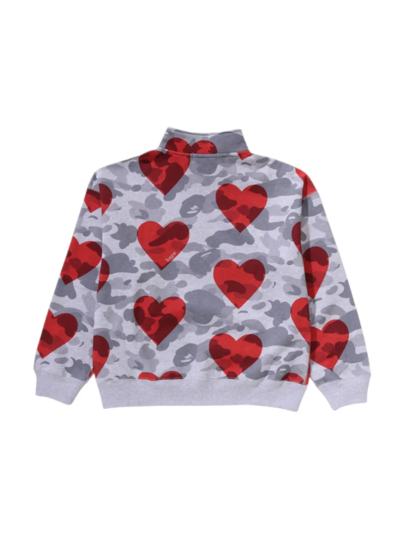 Женский полузастегнутый свитшот с принтом I Love BAPE BAPE — изображение 2 из 2, серый