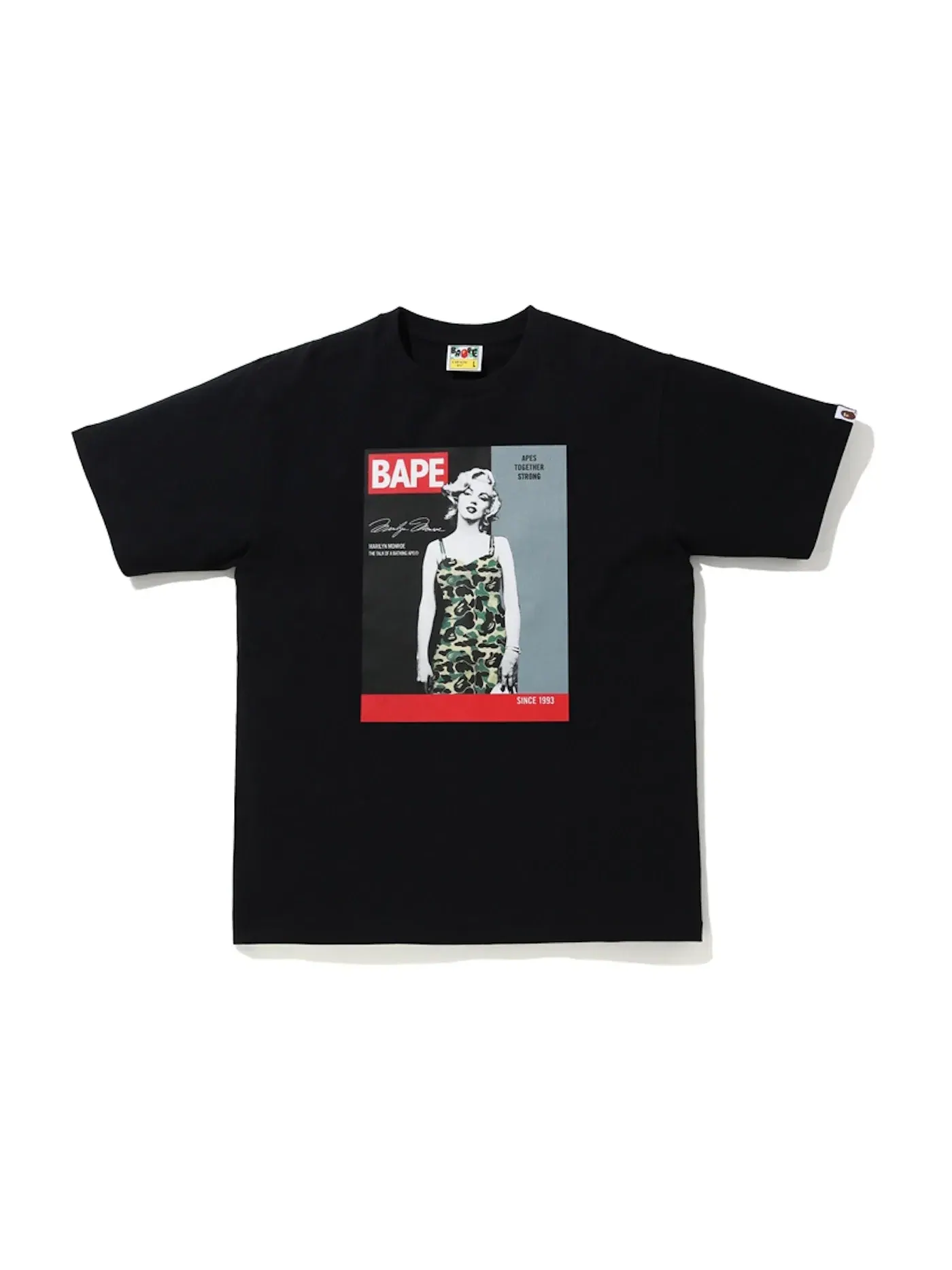 Мужская футболка с принтом BAPE A BATHING APE x Marilyn Monroe Magazine Tee — изображение 1 из 1, черный