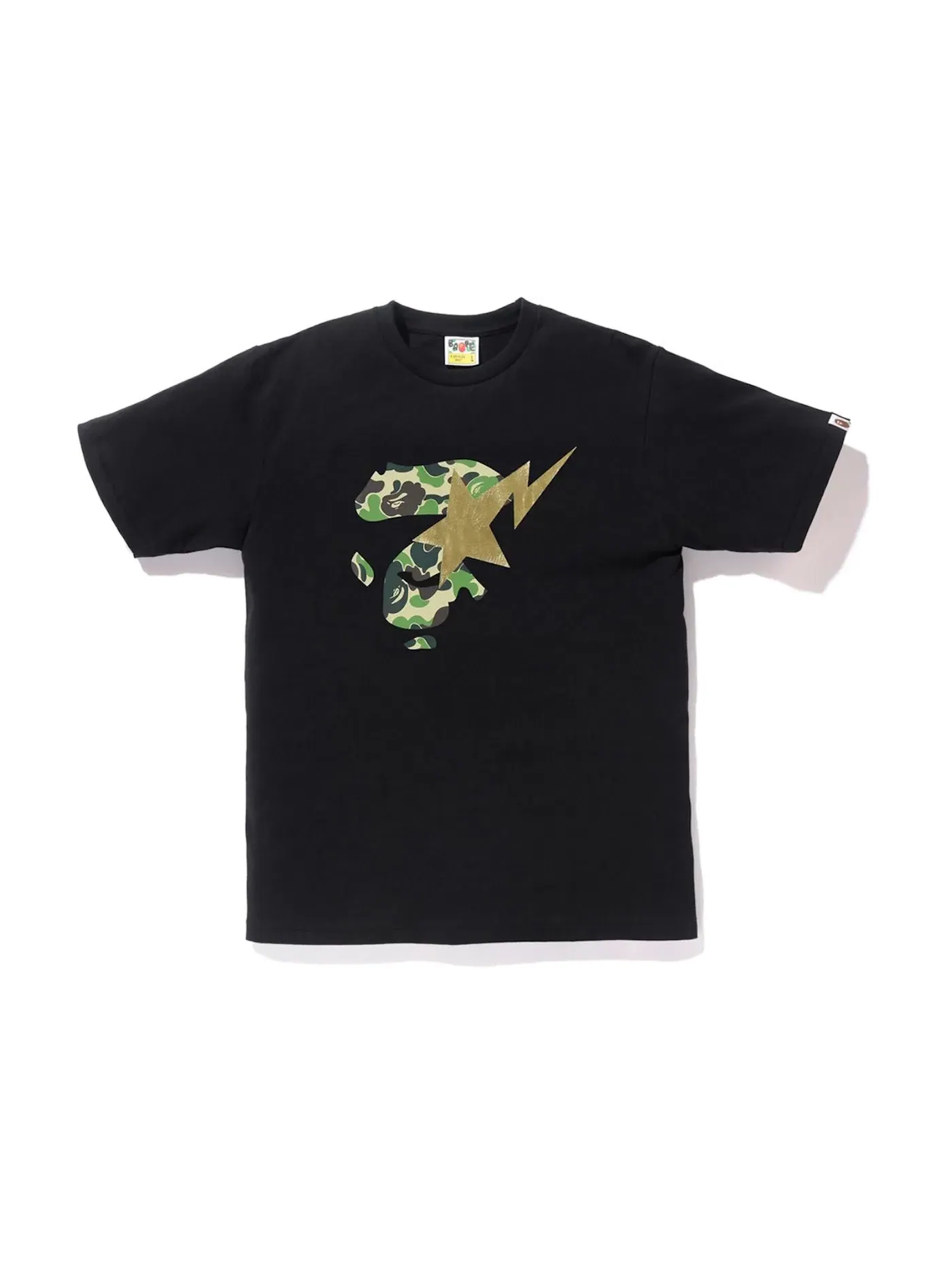Мужская футболка с принтом Ape Face on Bapesta Tee BAPE — изображение 1 из 3, черный/зеленый