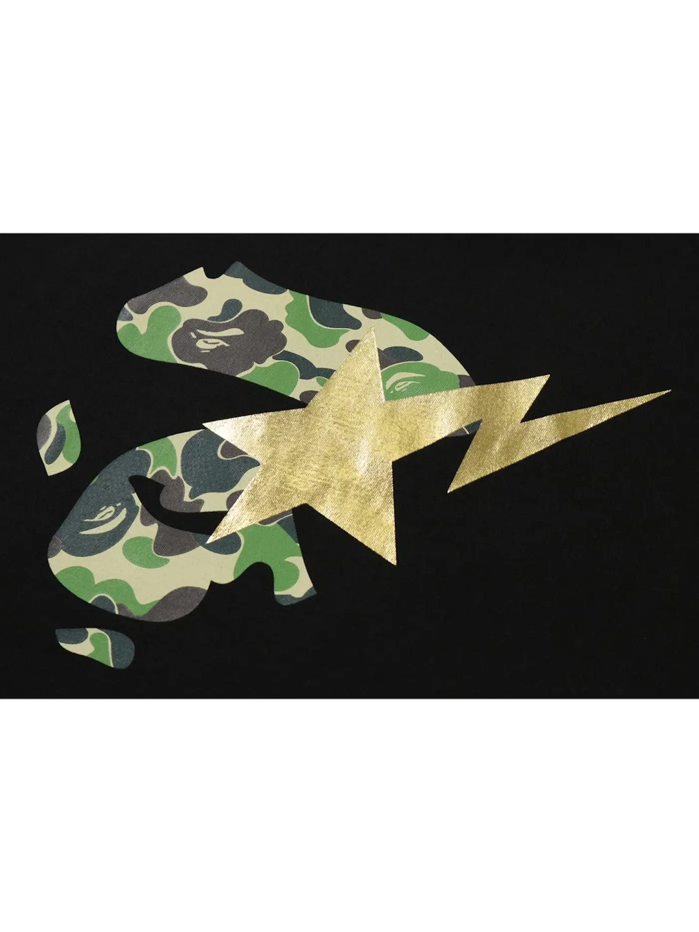Мужская футболка с принтом Ape Face on Bapesta Tee BAPE — изображение 3 из 3, черный/зеленый
