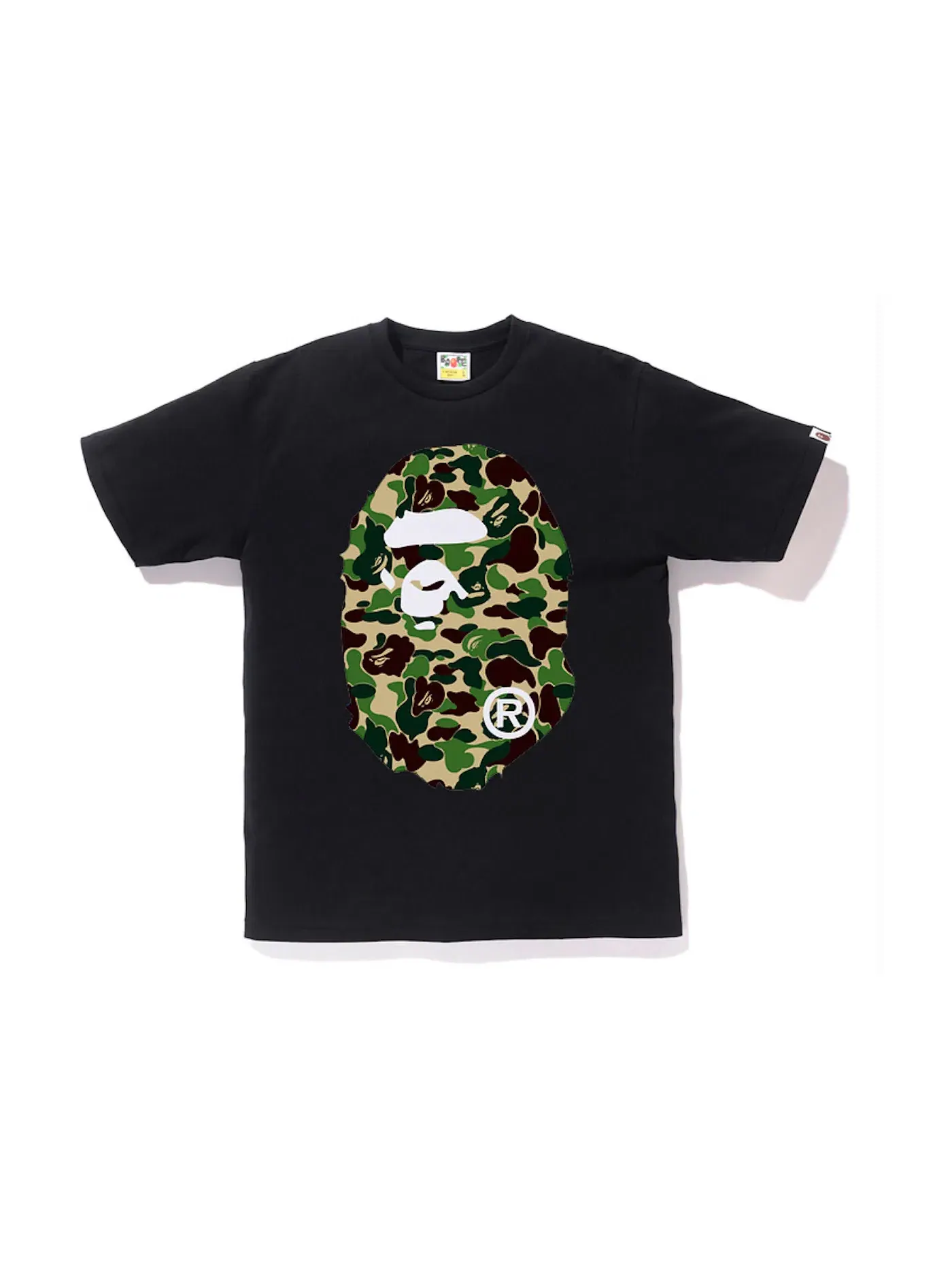 Мужская футболка с принтом BAPE ABC Big Ape Head Tee BAPE — изображение 1 из 1, черный/зеленый