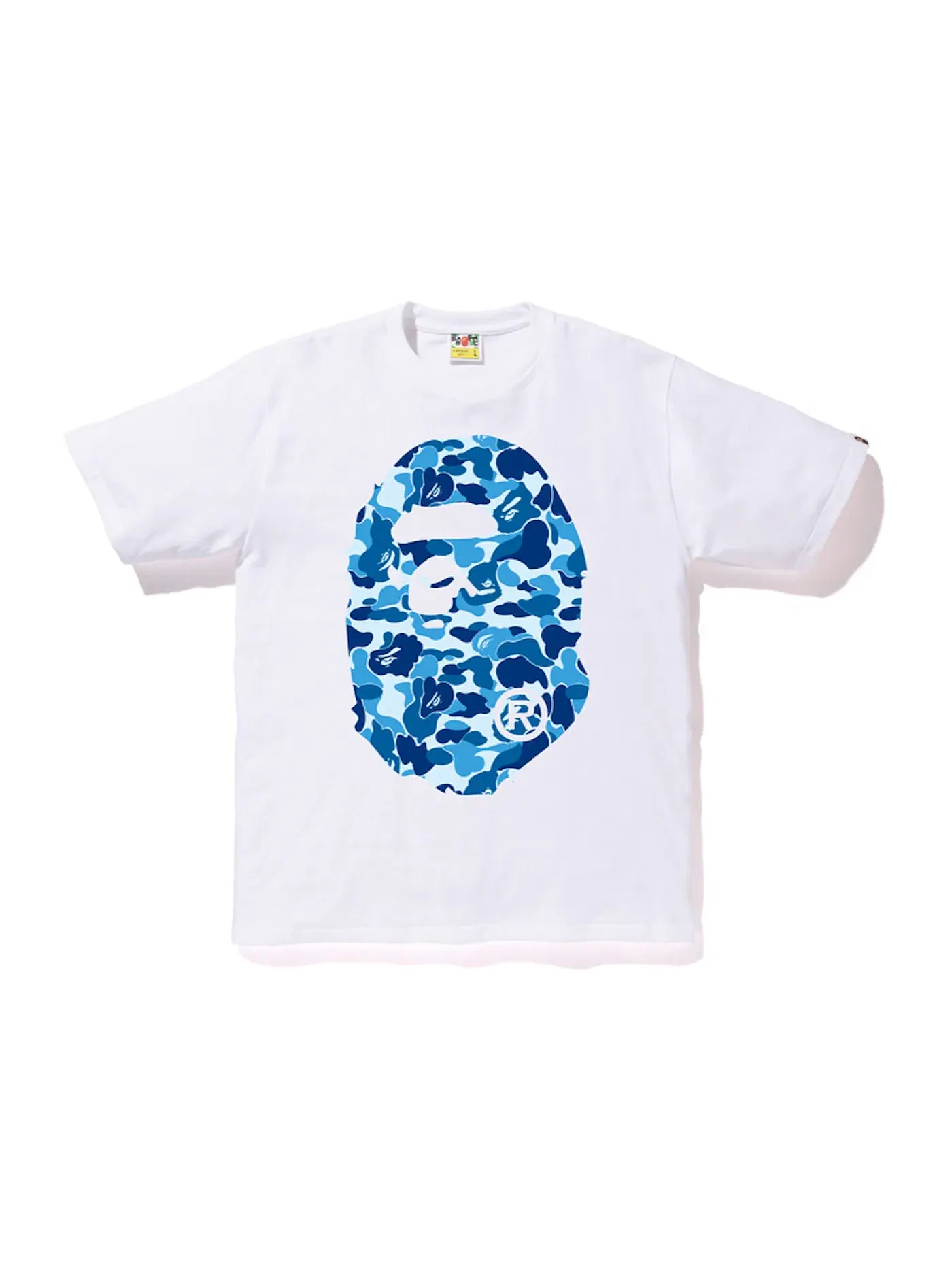 Мужская футболка с принтом BAPE ABC Big Ape Head Tee BAPE — изображение 1 из 1, белый/синий