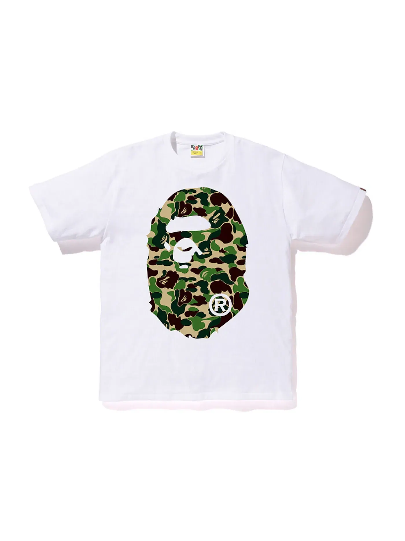 Мужская футболка с принтом BAPE ABC Big Ape Head Tee — изображение 1 из 1, белый/зеленый