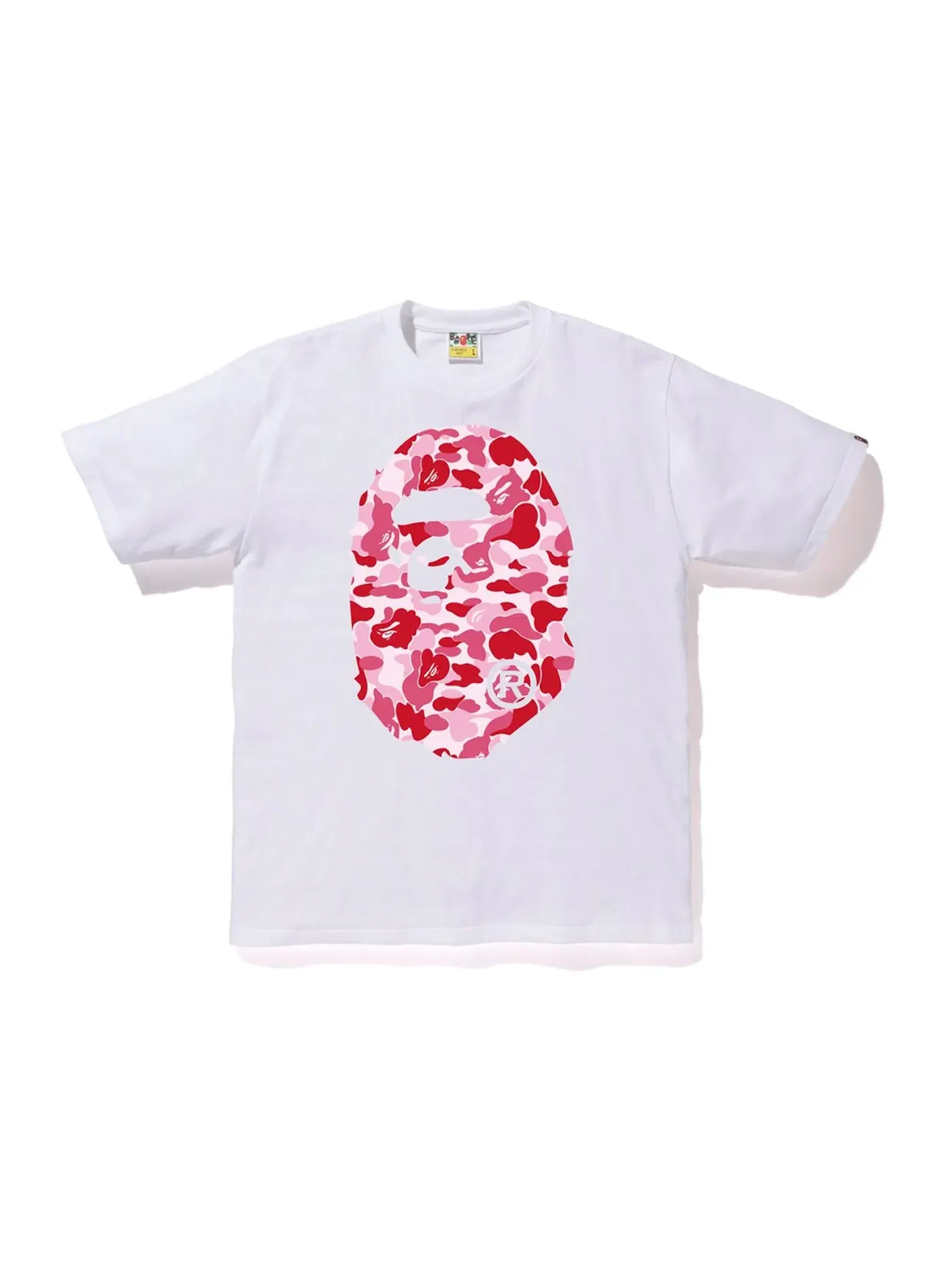 Мужская футболка с принтом BAPE ABC Big Ape Head Tee BAPE — изображение 1 из 2, белый/розовый