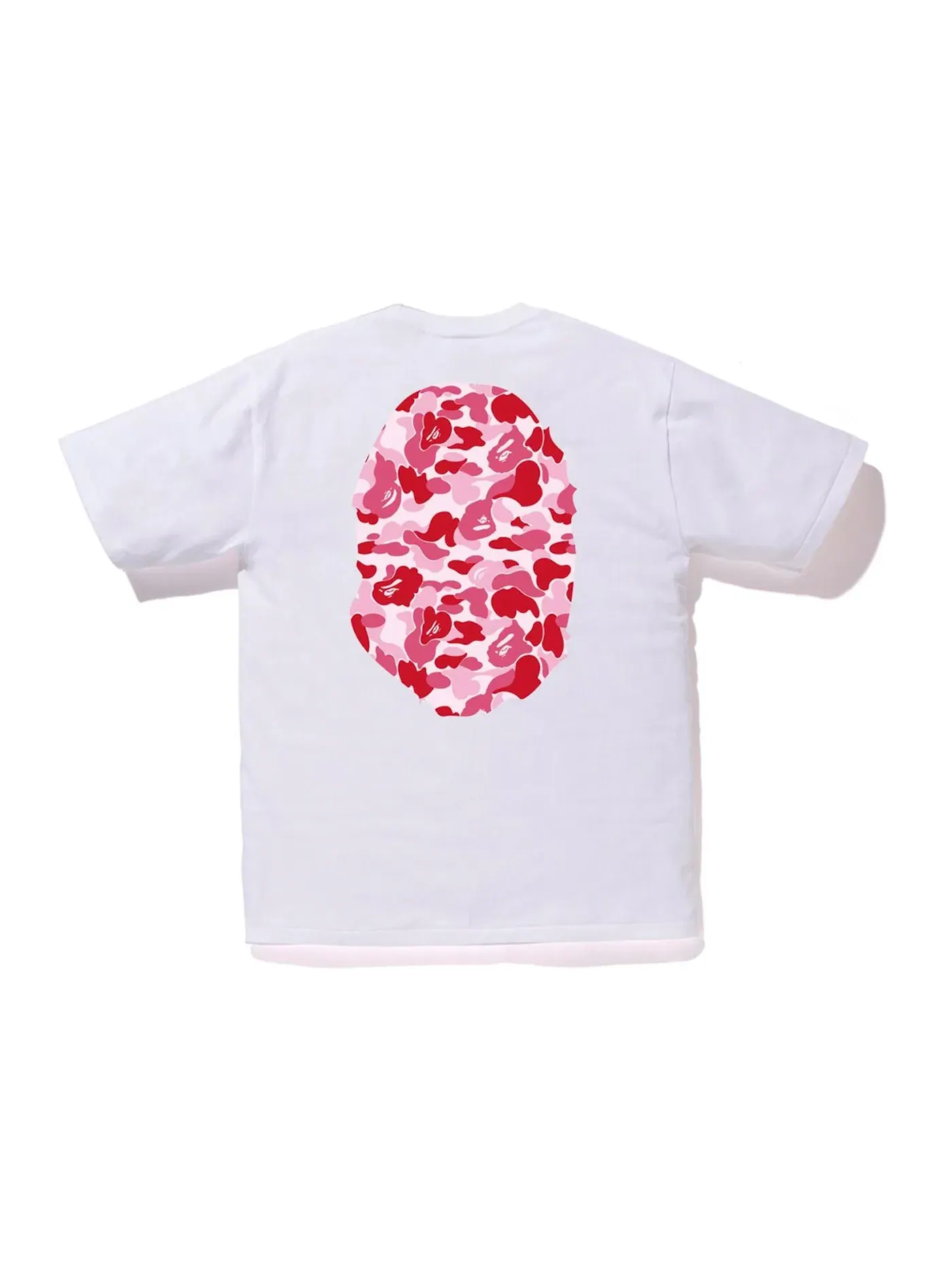 Мужская футболка с принтом BAPE ABC Big Ape Head Tee BAPE — изображение 2 из 2, белый/розовый