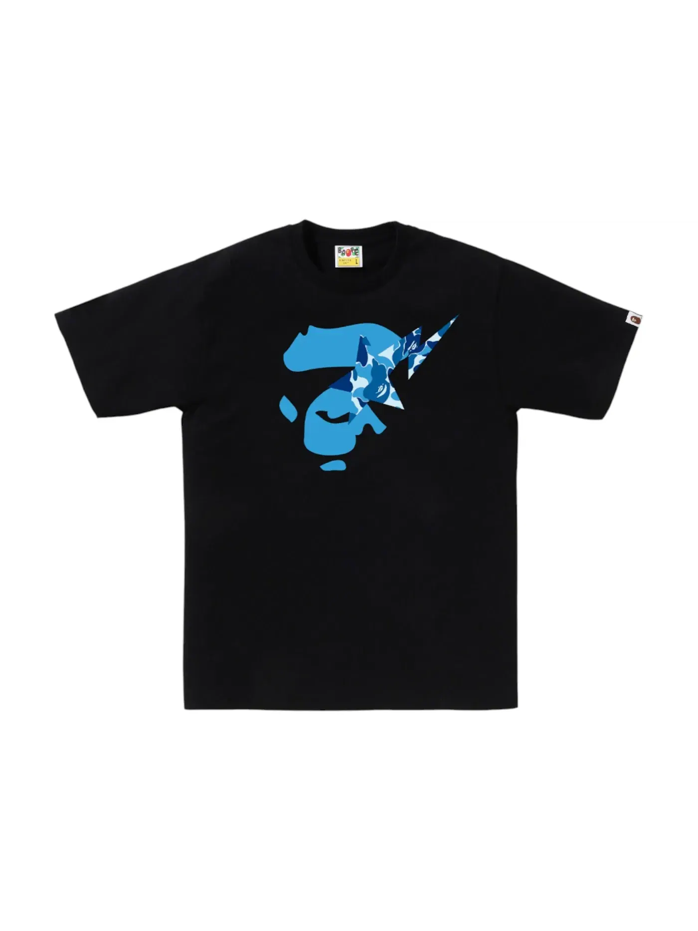Мужская футболка с принтом Tee BAPE — изображение 1 из 1, черный/синий