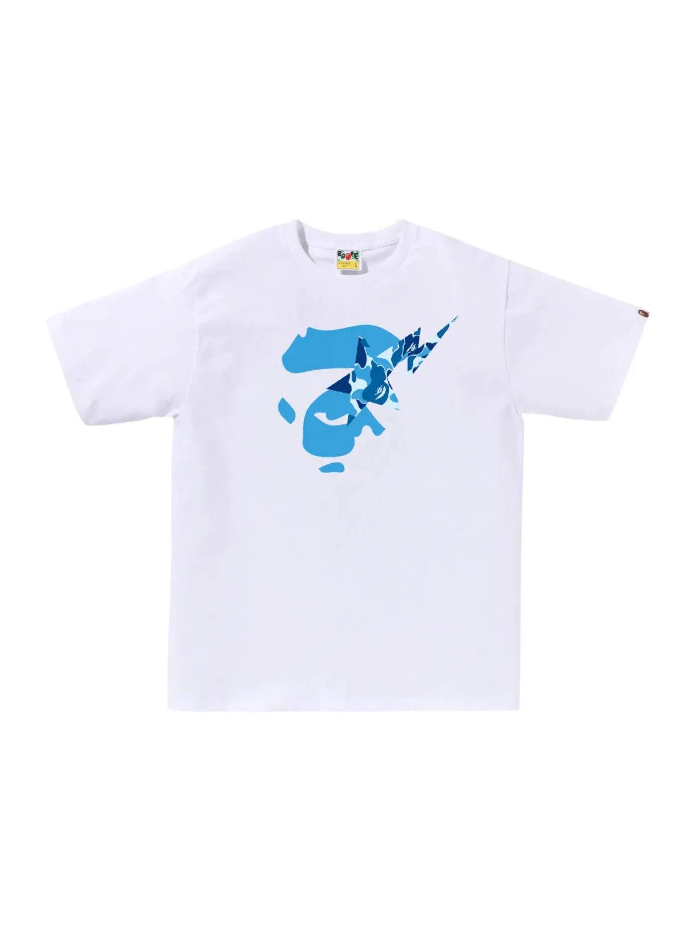 Мужская футболка с принтом BAPE ABC Camo Ape Face Sta Tee BAPE — изображение 1 из 1, белый/синий
