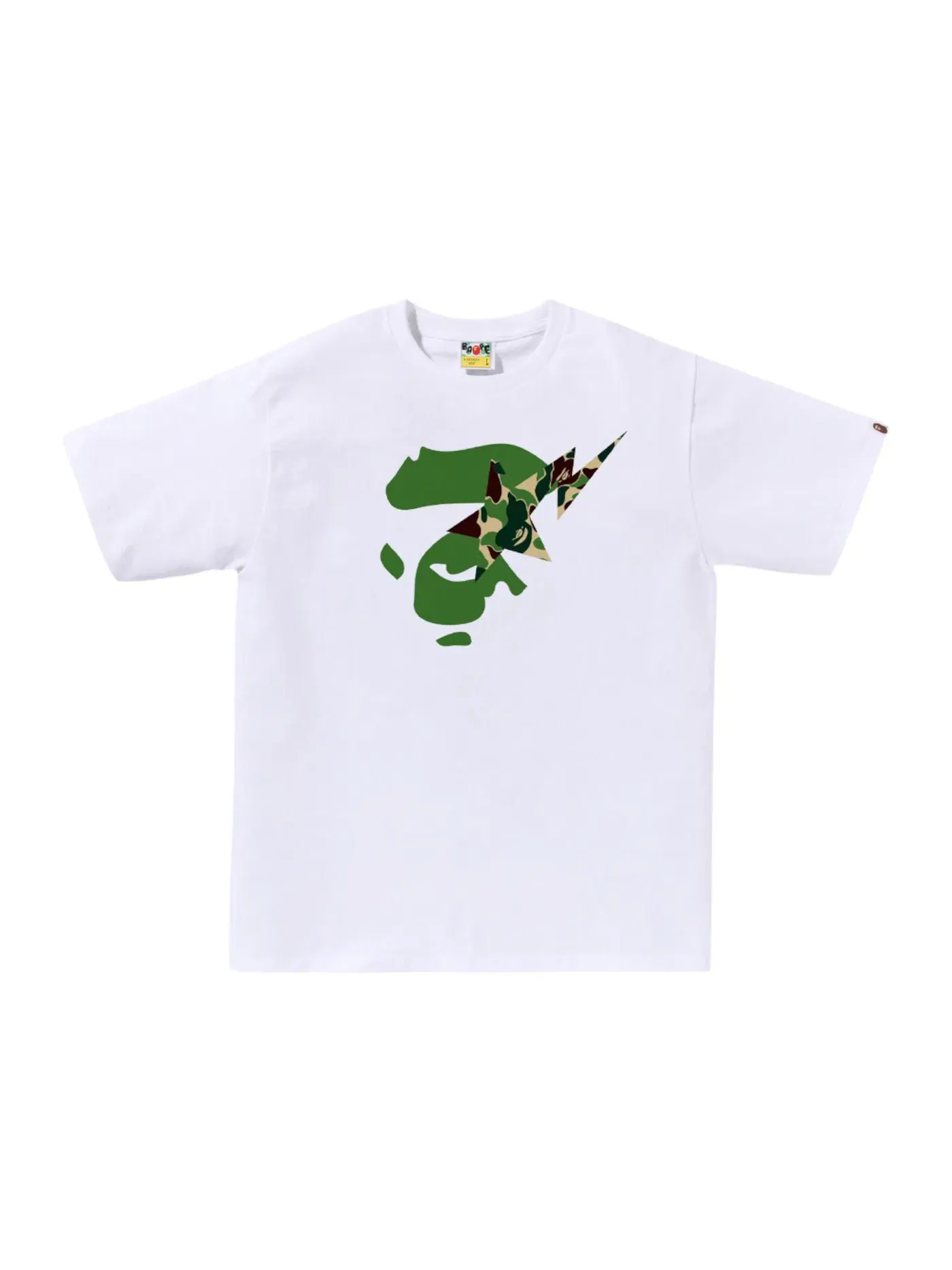 Мужская футболка с принтом BAPE ABC Camo Ape Face Sta Tee BAPE — изображение 1 из 1, белый/зеленый