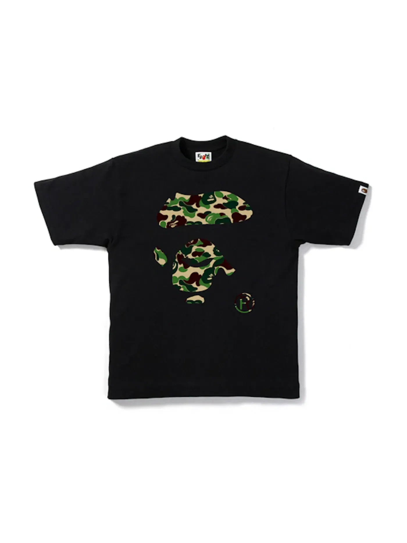 Мужская футболка с принтом ABC Camo Ape Face BAPE — изображение 1 из 2, черный/зеленый