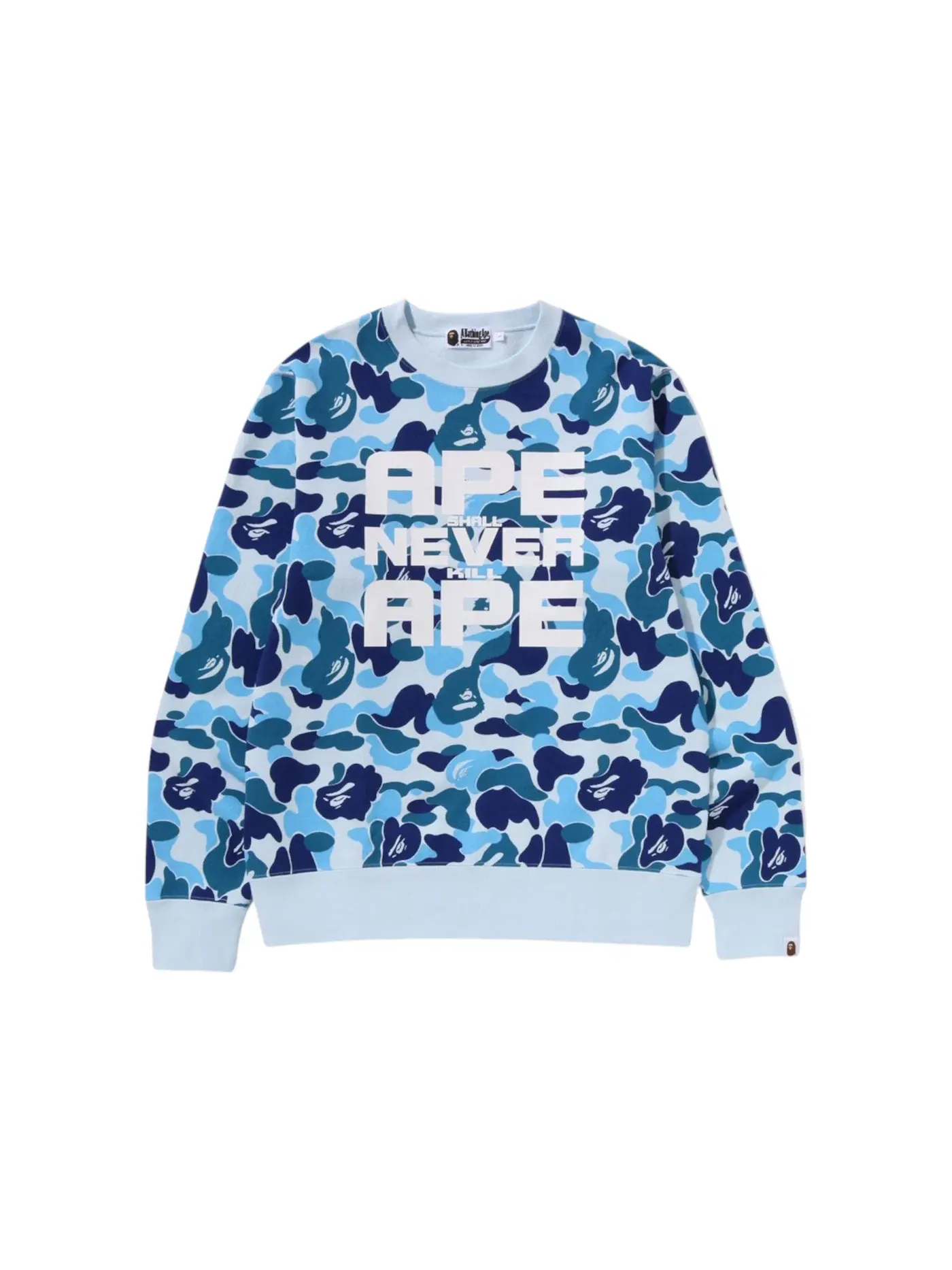 Мужской свитшот с камуфляжным принтом BAPE ABC Camo Asnka Crewneck — изображение 1 из 1, синий