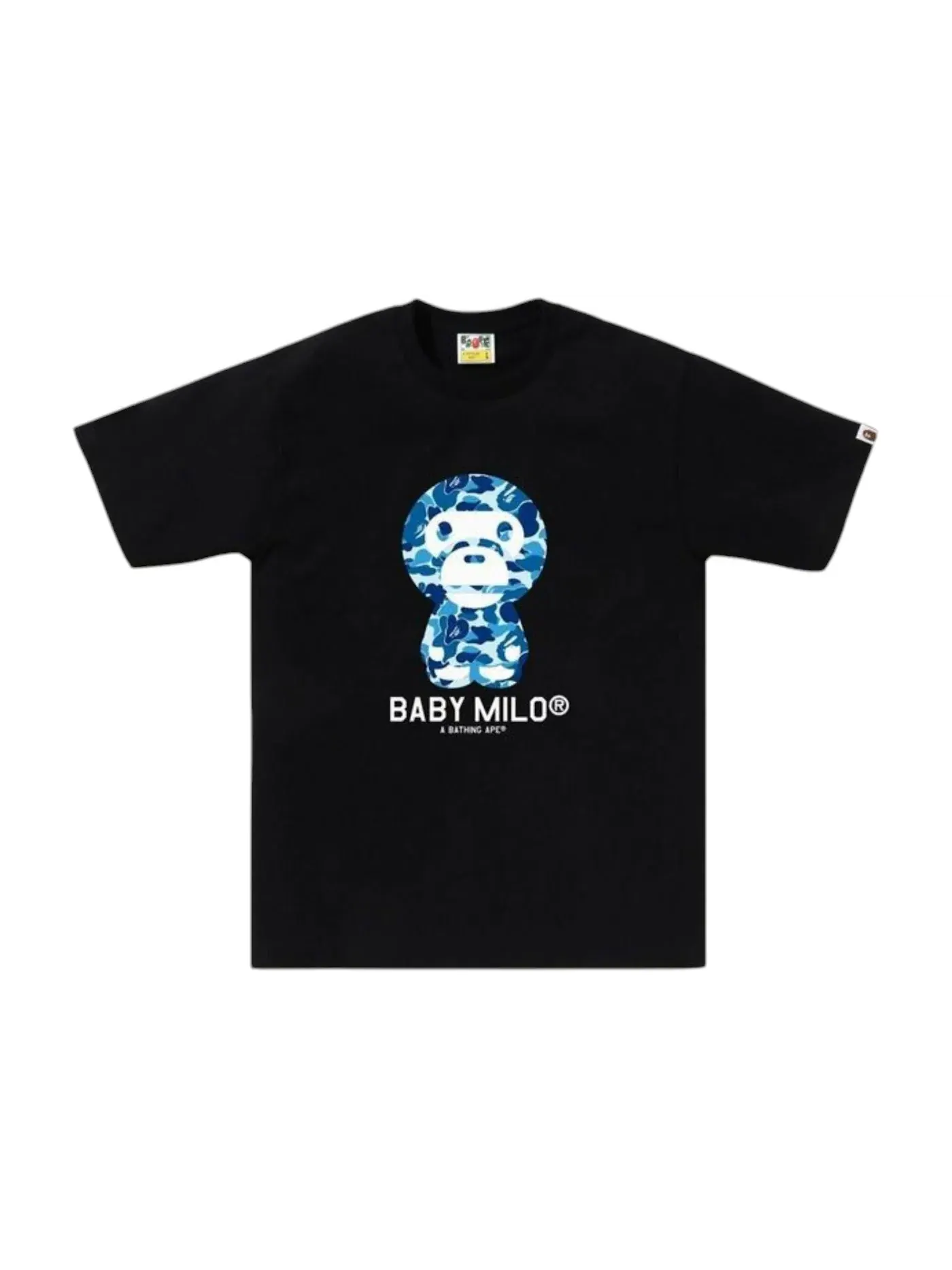 Мужская футболка с принтом BAPE ABC Camo Baby Milo (SS25) Tee BAPE — изображение 1 из 1, черный/синий