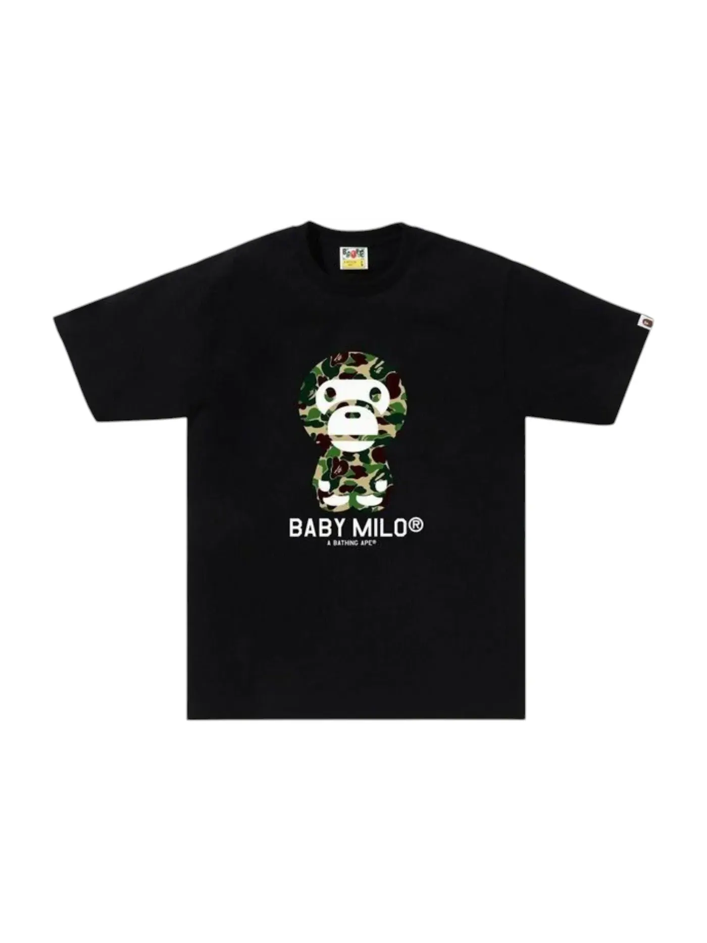 Мужская футболка с принтом BAPE ABC Camo Baby Milo Tee — изображение 1 из 1, черный/зеленый