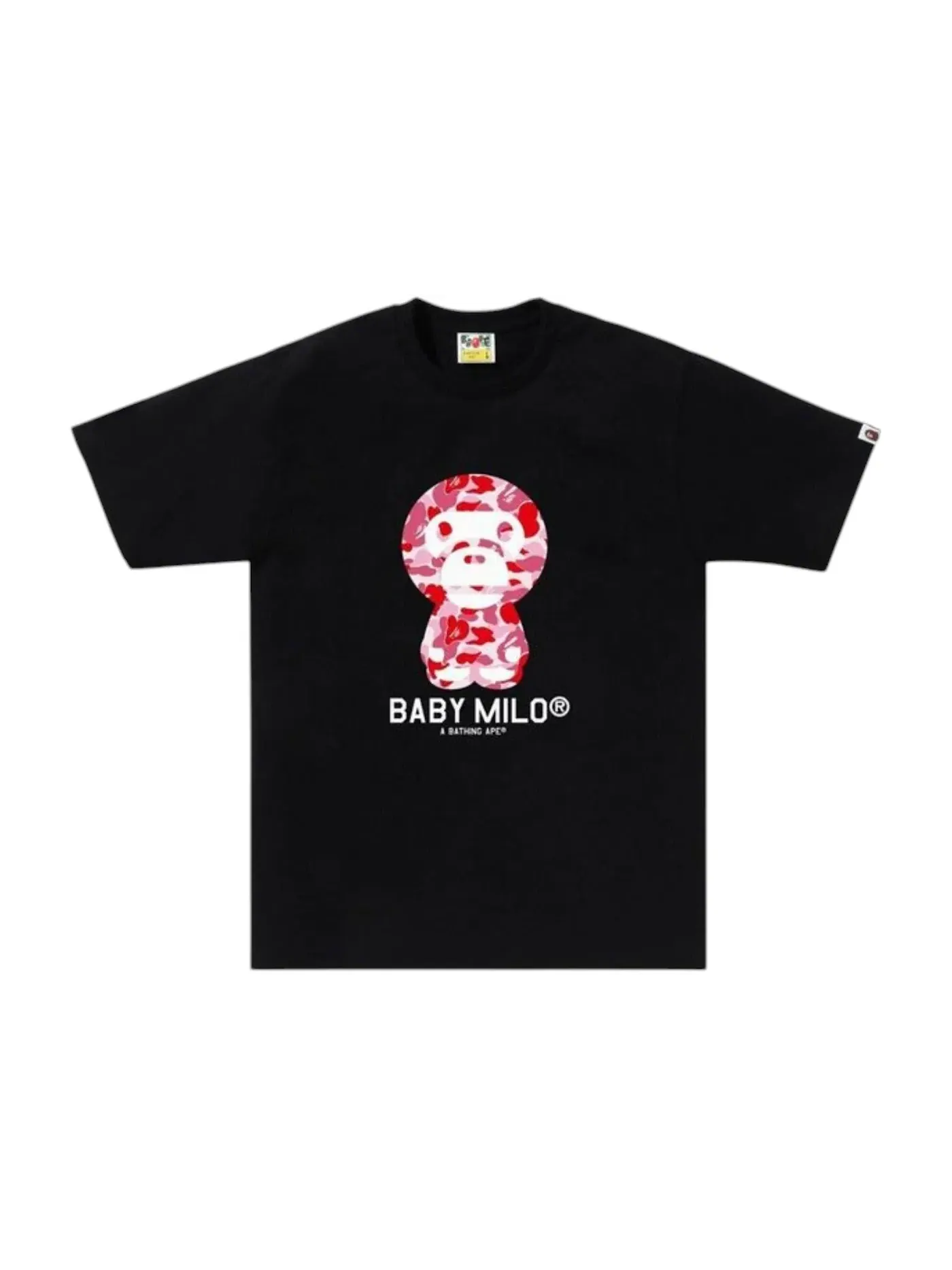 Мужская футболка с принтом BAPE ABC Camo Baby Milo (SS25) Tee BAPE — изображение 1 из 1, черный/розовый