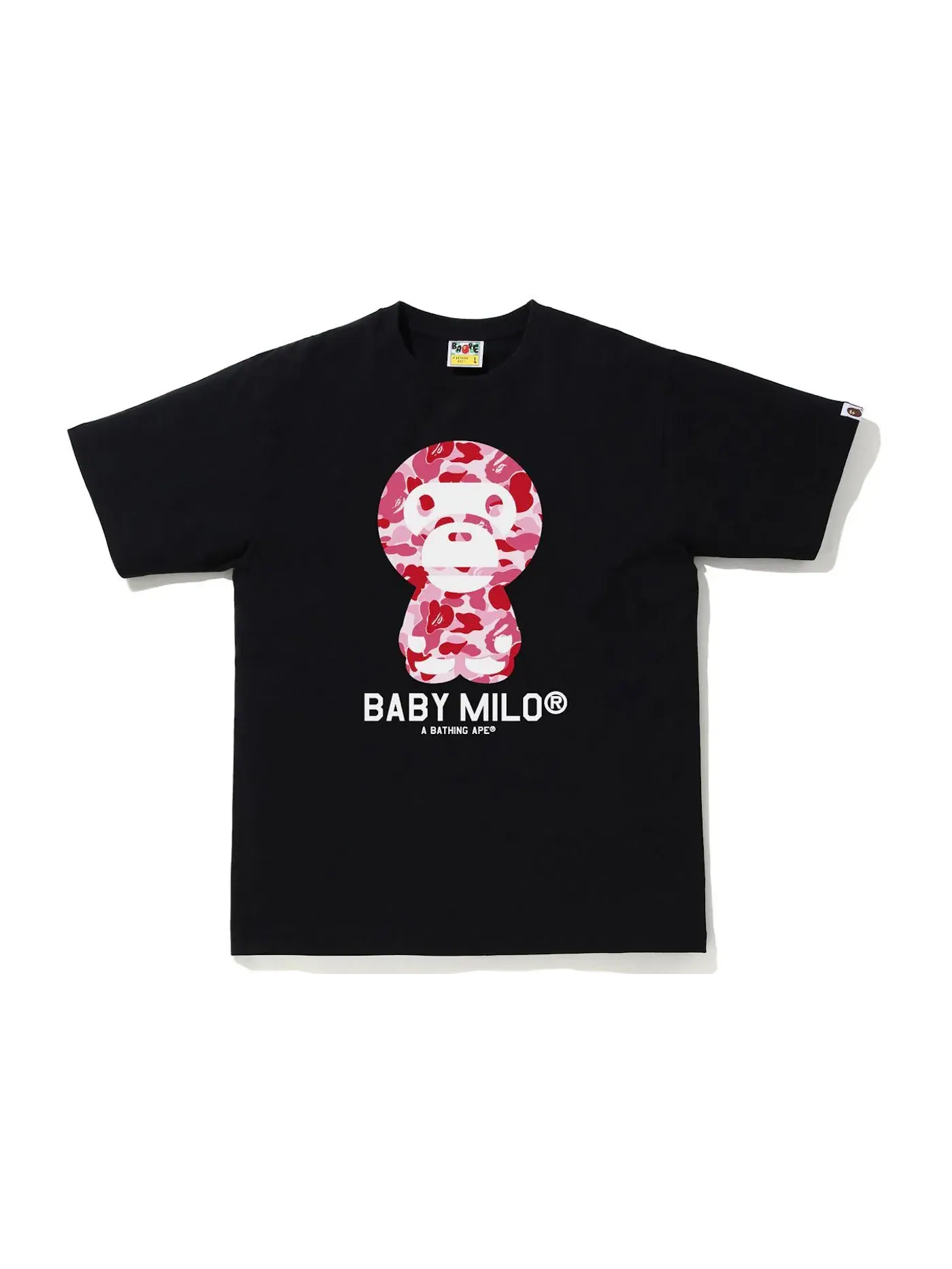 Мужская футболка с принтом Tee BAPE — изображение 1 из 1, черный/розовый