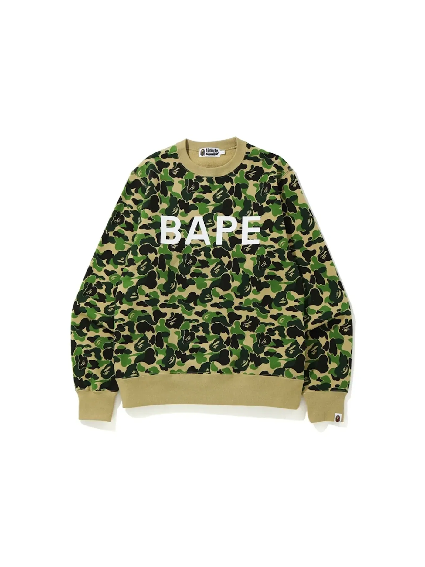 Мужской свитшот с принтом Crewneck BAPE — изображение 1 из 1, зеленый