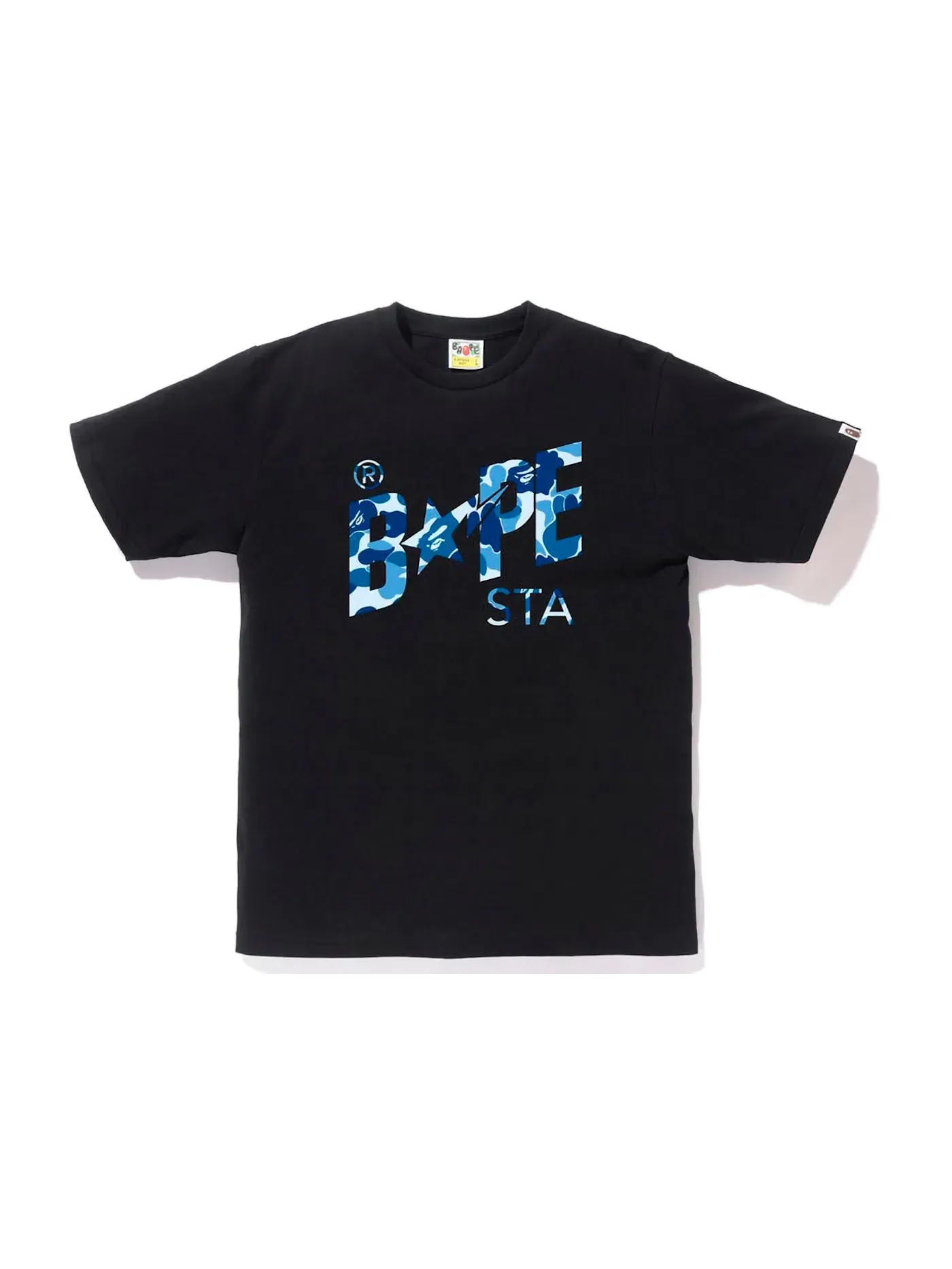 Мужская футболка с принтом BAPE ABC Camo BAPE Sta Logo Tee BAPE — изображение 1 из 2, черный синий