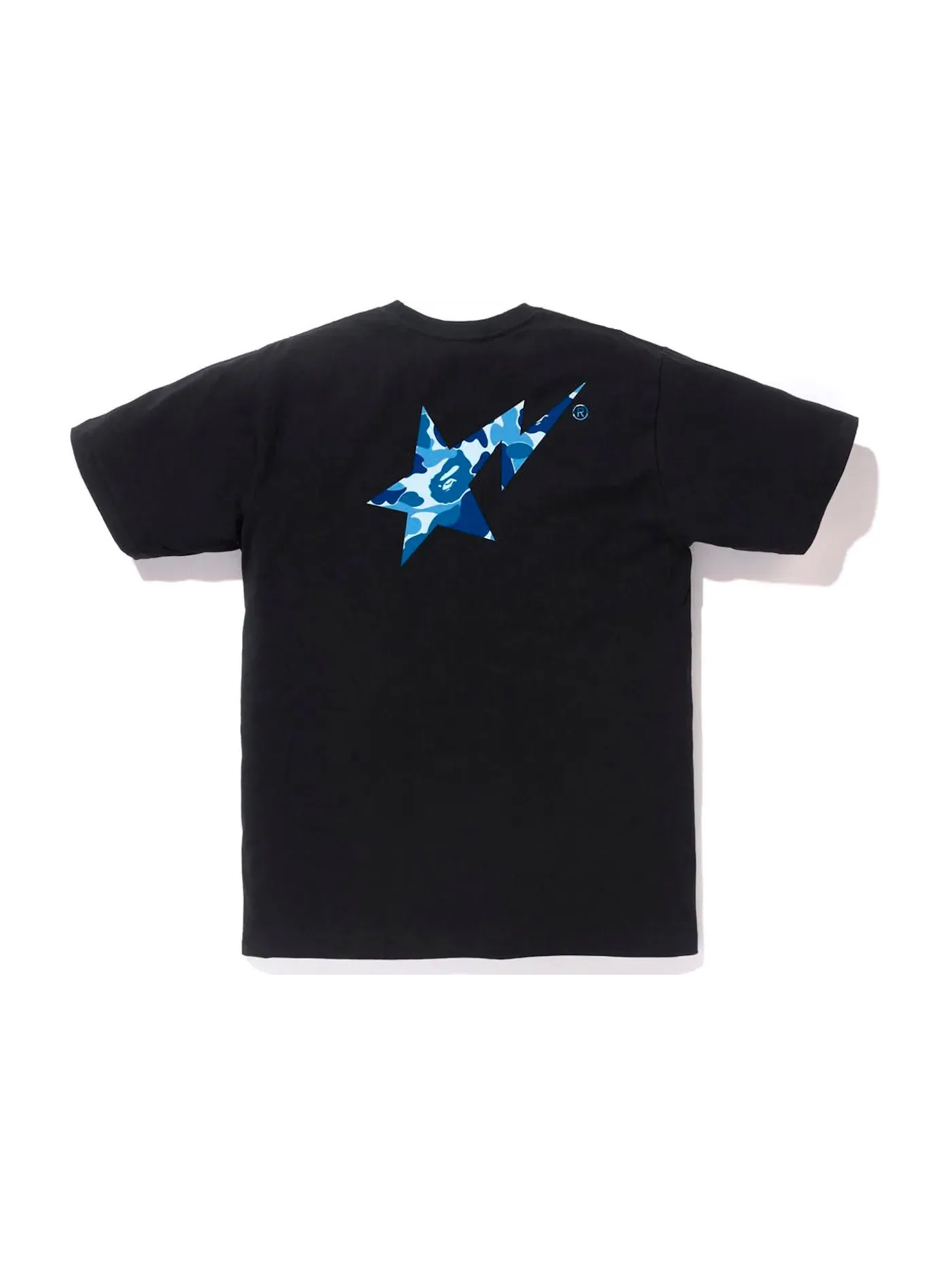 Мужская футболка с принтом BAPE ABC Camo BAPE Sta Logo Tee BAPE — изображение 2 из 2, черный синий