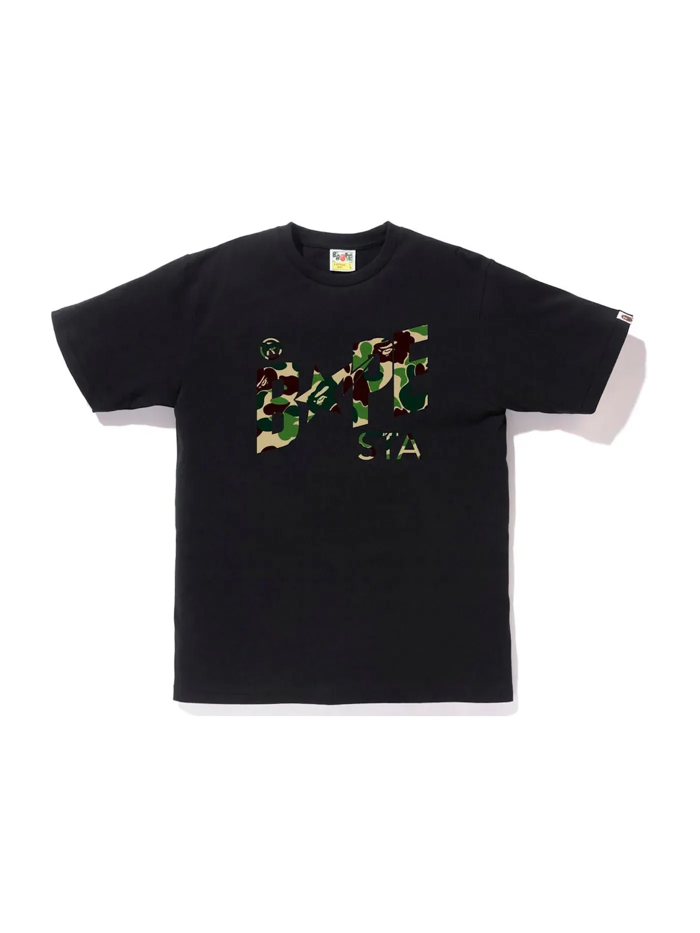 Мужская футболка с камуфляжным принтом BAPE ABC Camo BAPE Sta Logo Tee BAPE — изображение 1 из 2, черный зеленый