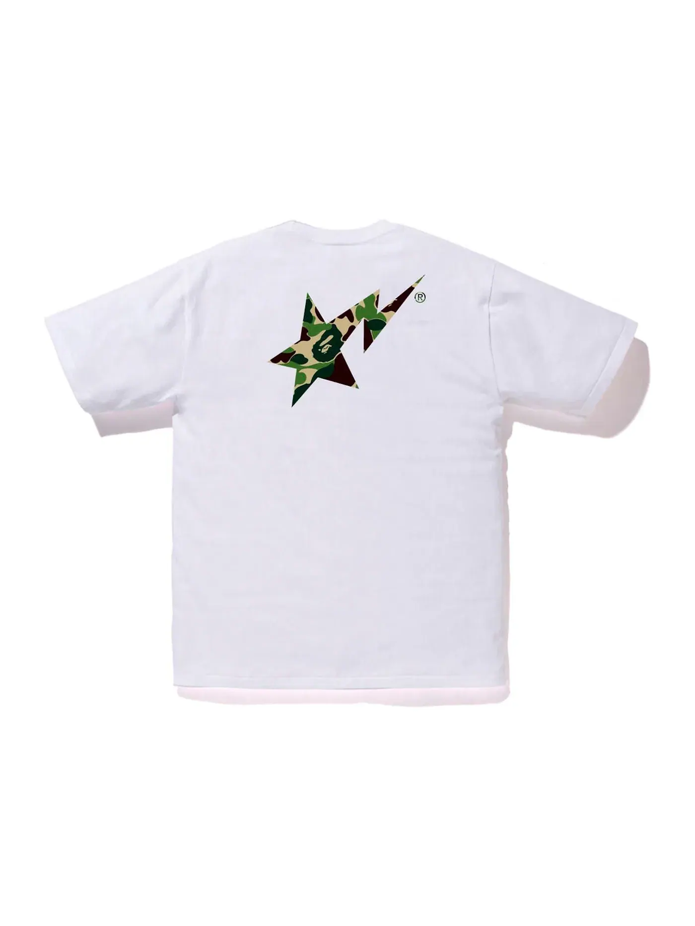 Мужская футболка с принтом BAPE ABC Camo BAPE Sta Logo Tee BAPE — изображение 2 из 2, белый зеленый