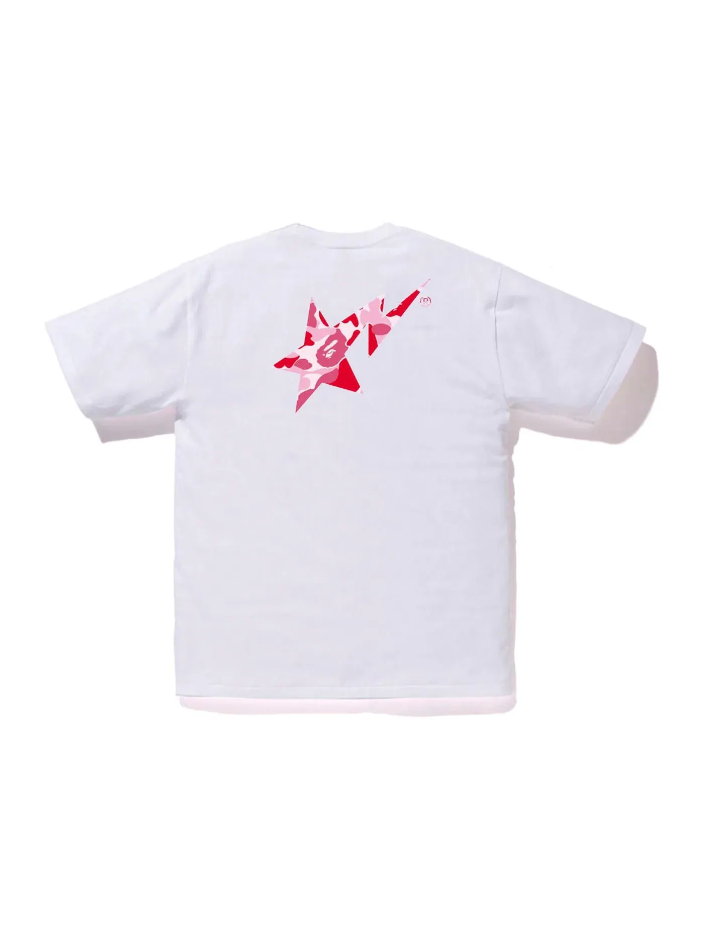 Мужская футболка с принтом BAPE ABC Camo BAPE Sta Logo Tee BAPE — изображение 2 из 2, белый розовый