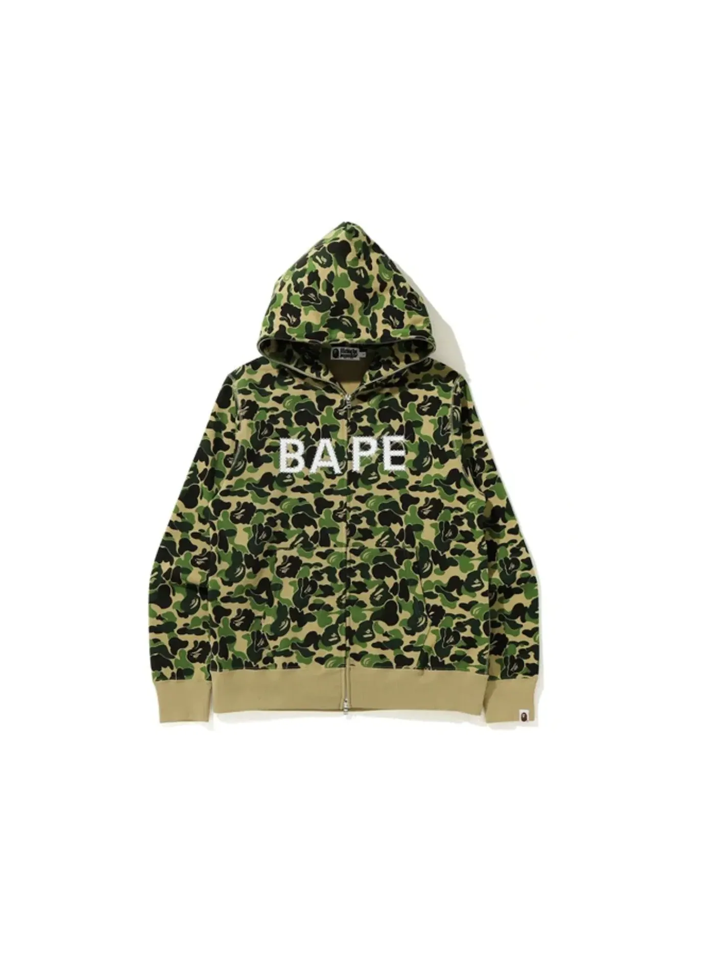 Мужская худи с принтом BAPE ABC Camo BAPE Swarvoski Full Zip Hoodie BAPE — изображение 1 из 1, зеленый