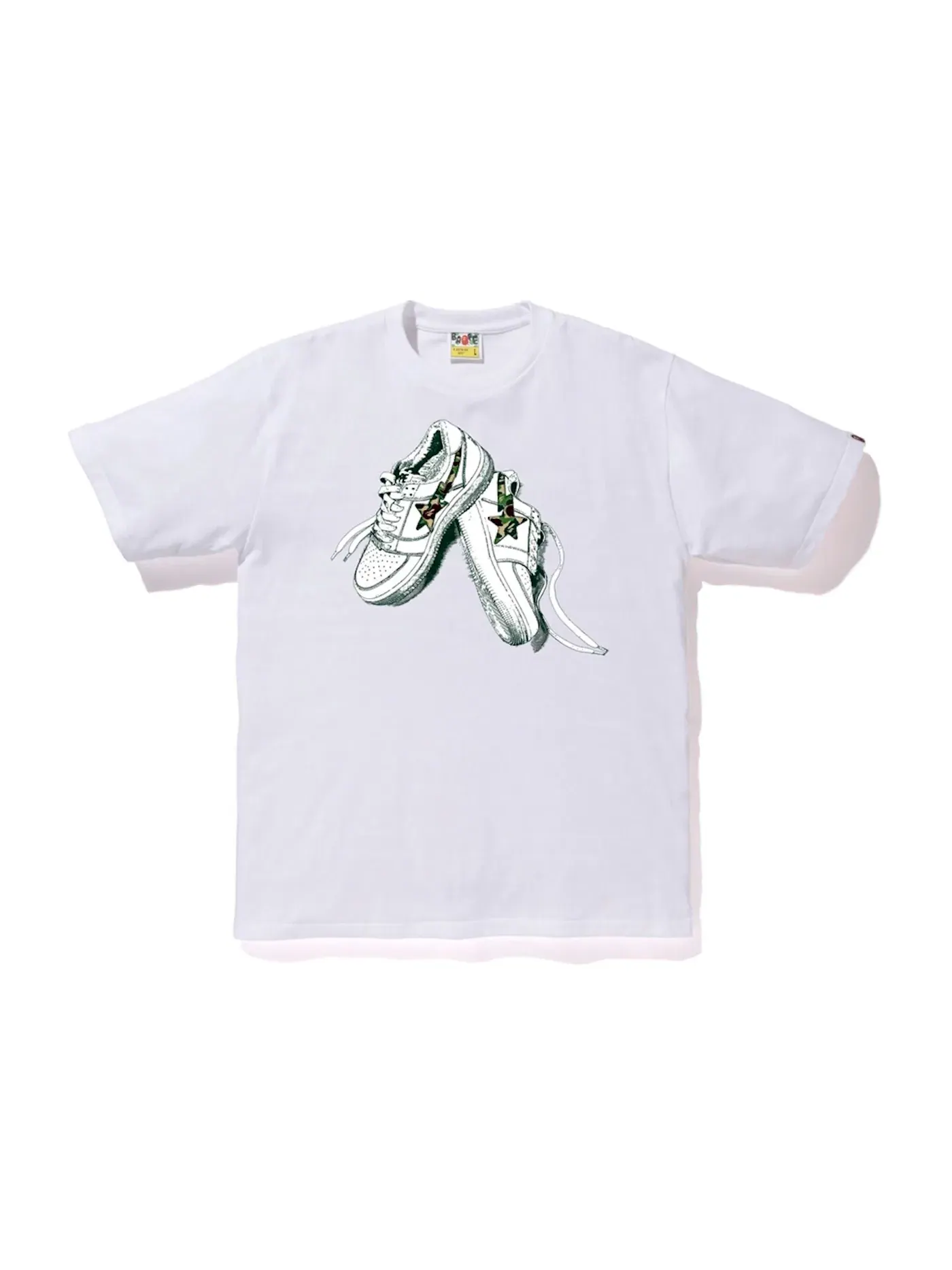 Мужская футболка с камуфляжным принтом BAPE ABC Camo Bapesta Tee — изображение 1 из 2, белый/зеленый