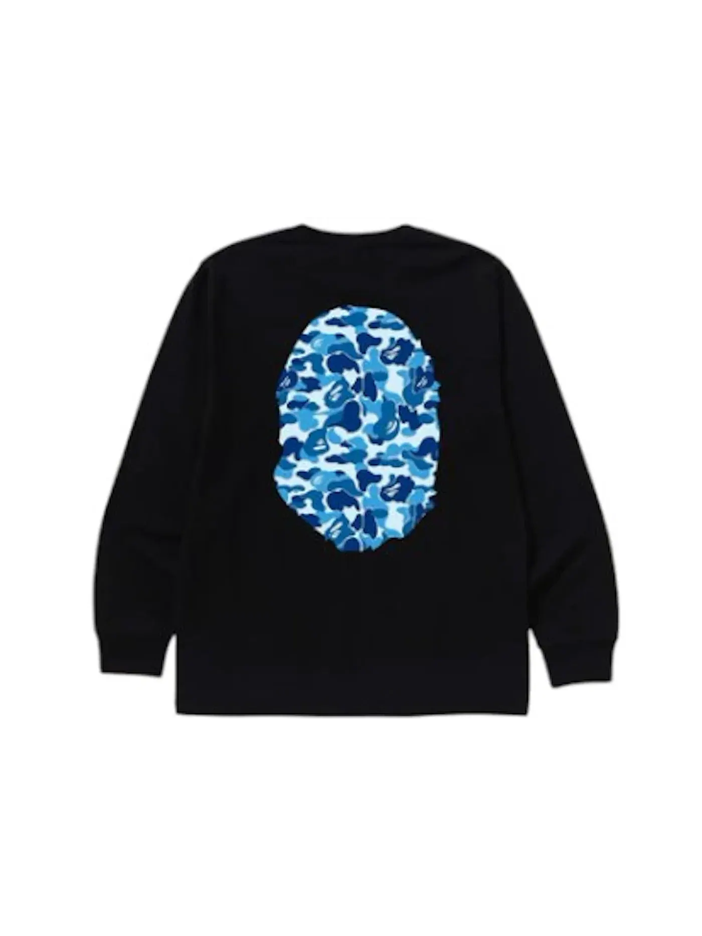 Мужская футболка с длинным рукавом с принтом BAPE ABC Camo Big Ape Head L/S Tee — изображение 2 из 2, черный/синий