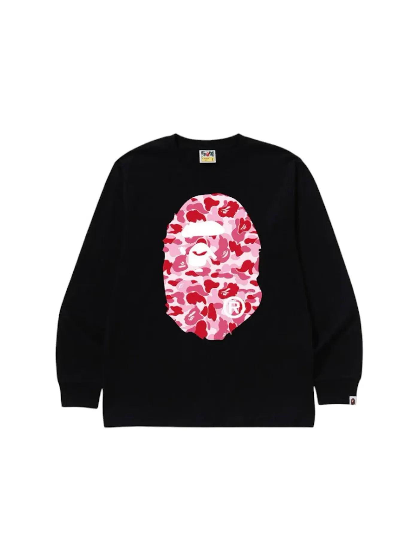 Мужская футболка с длинным рукавом BAPE ABC Camo Big Ape Head L S Tee — изображение 1 из 2, черный/розовый