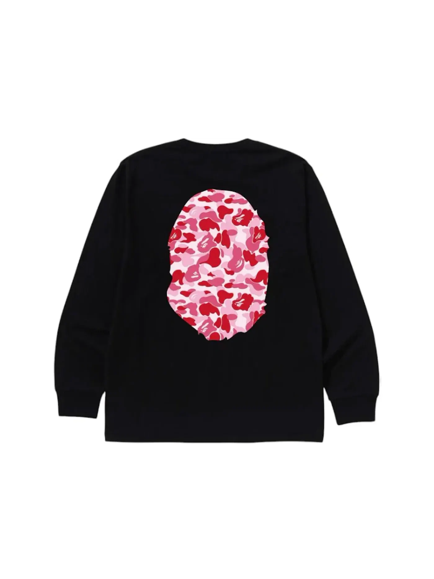 Мужская футболка с длинным рукавом BAPE ABC Camo Big Ape Head L S Tee — изображение 2 из 2, черный/розовый