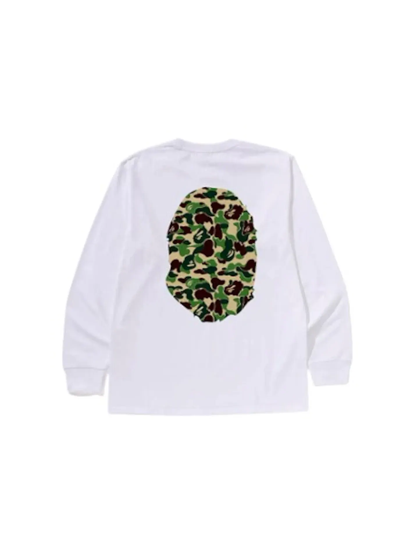 Мужская футболка с длинным рукавом с принтом BAPE Tee BAPE — изображение 2 из 2, белый/зеленый