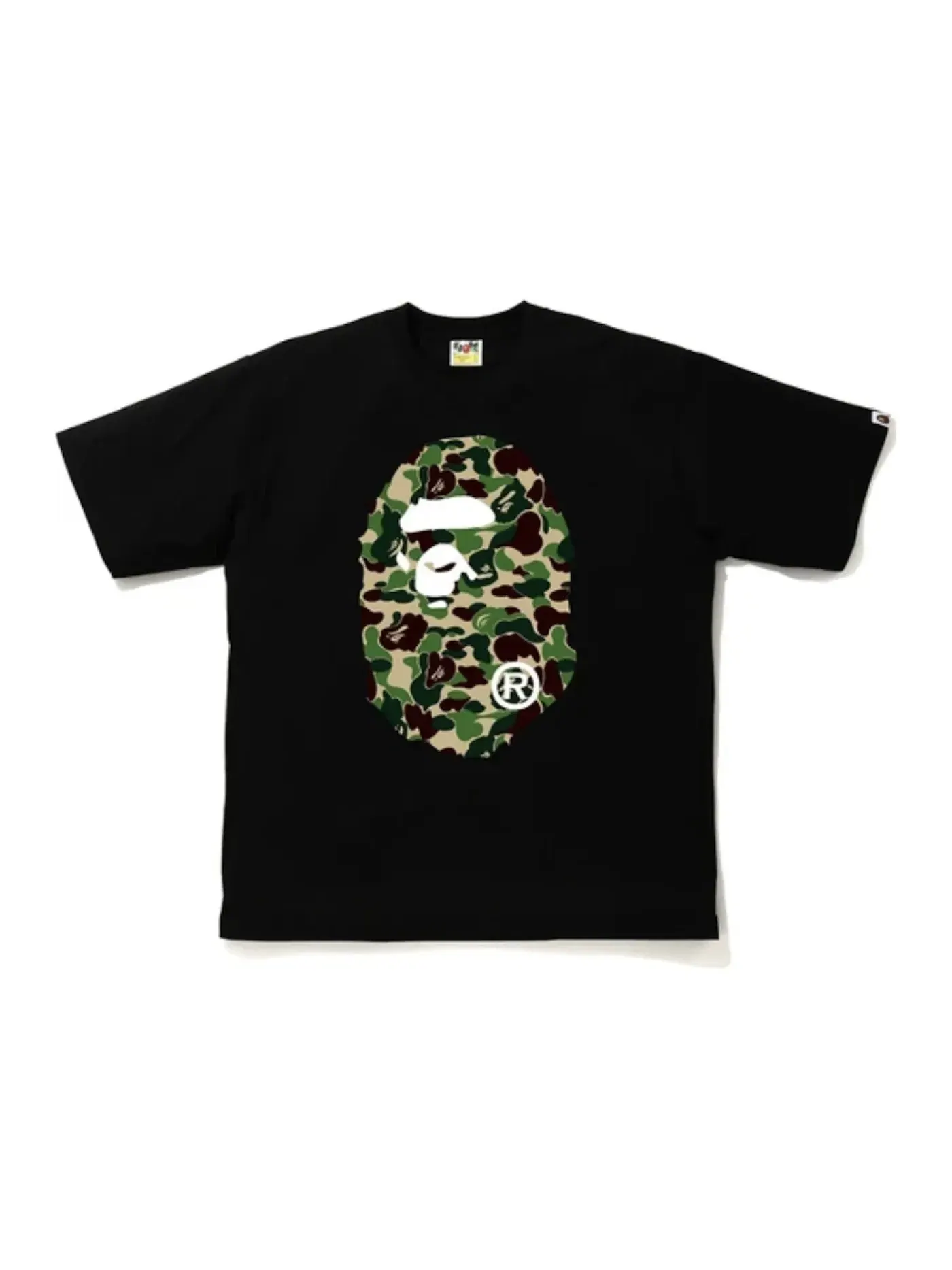 Мужская футболка с принтом BAPE ABC Camo Big Ape Head Relaxed Tee BAPE — изображение 1 из 2, черный/зеленый