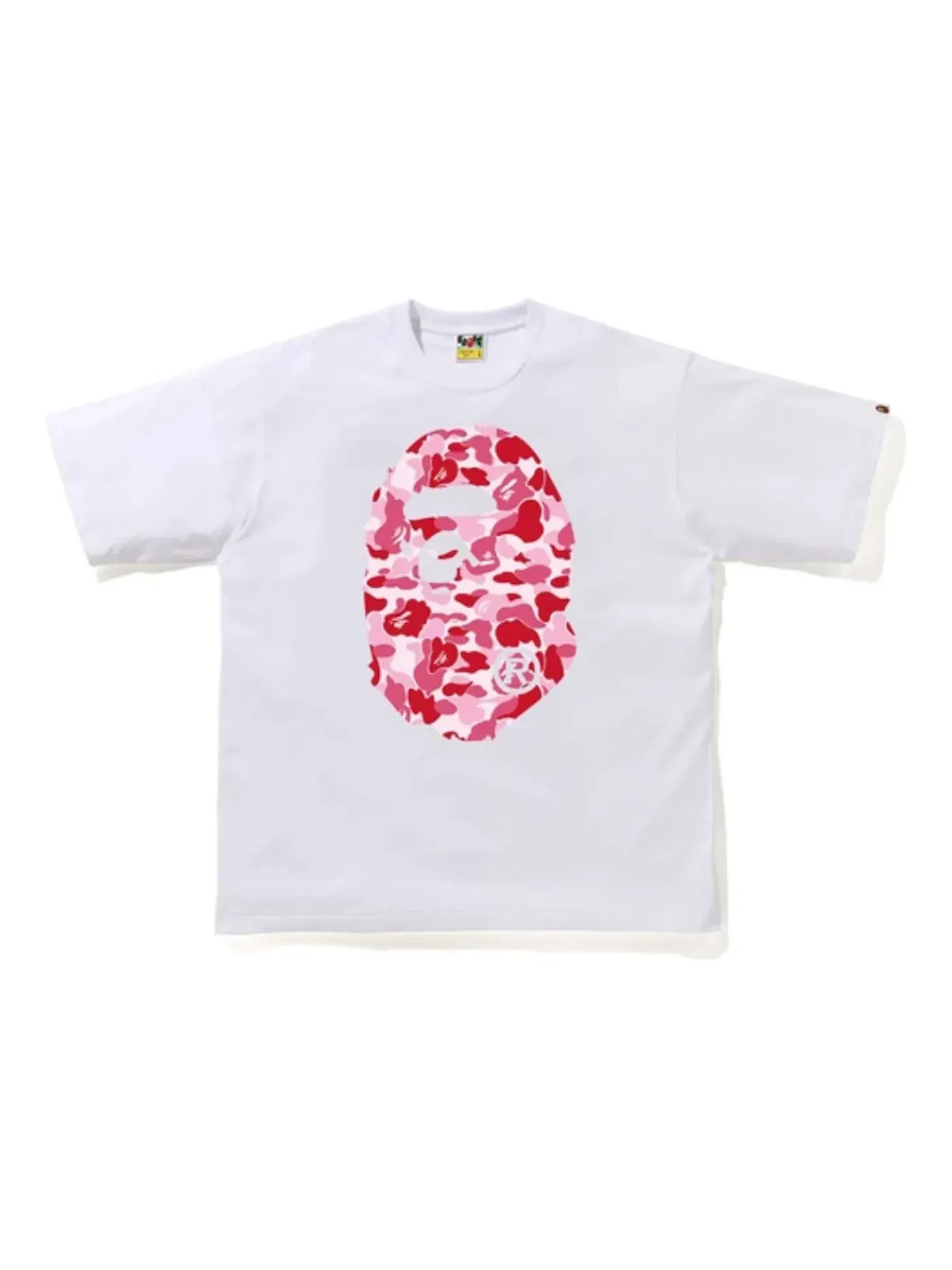 Мужская футболка с принтом BAPE ABC Camo Big Ape Head Relaxed Tee — изображение 1 из 2, белый/розовый