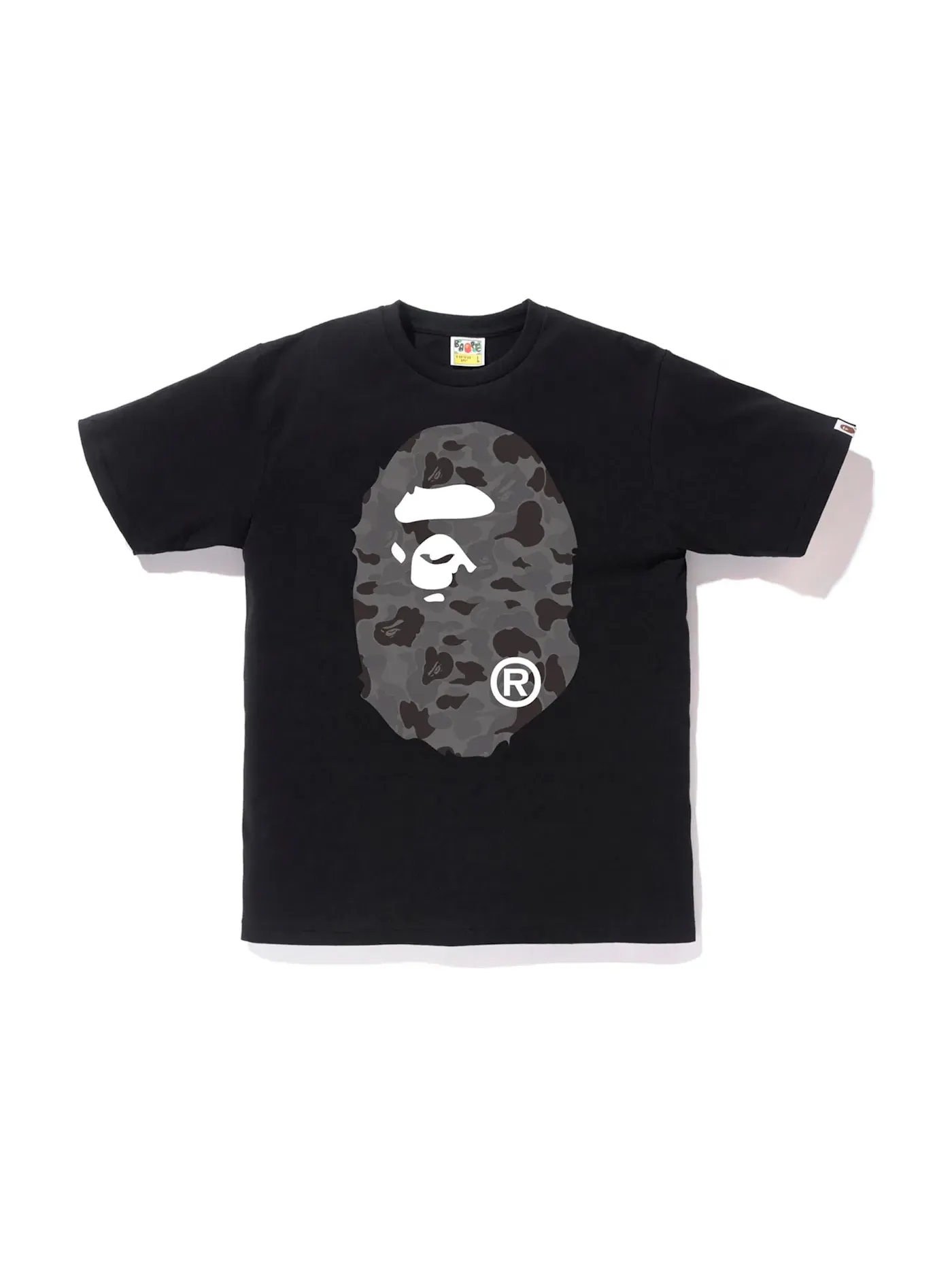 Мужская футболка с принтом BAPE ABC Camo Big Ape Head Tee — изображение 1 из 2, черный/черный