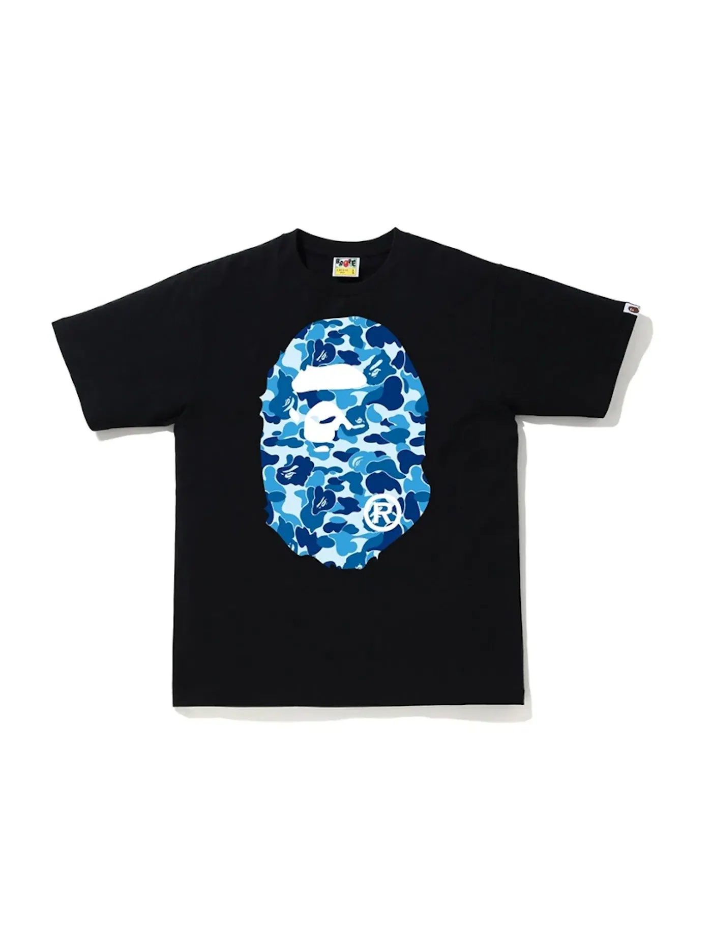 Мужская футболка с принтом BAPE ABC Camo Big Ape Head Tee — изображение 1 из 1, черный/синий