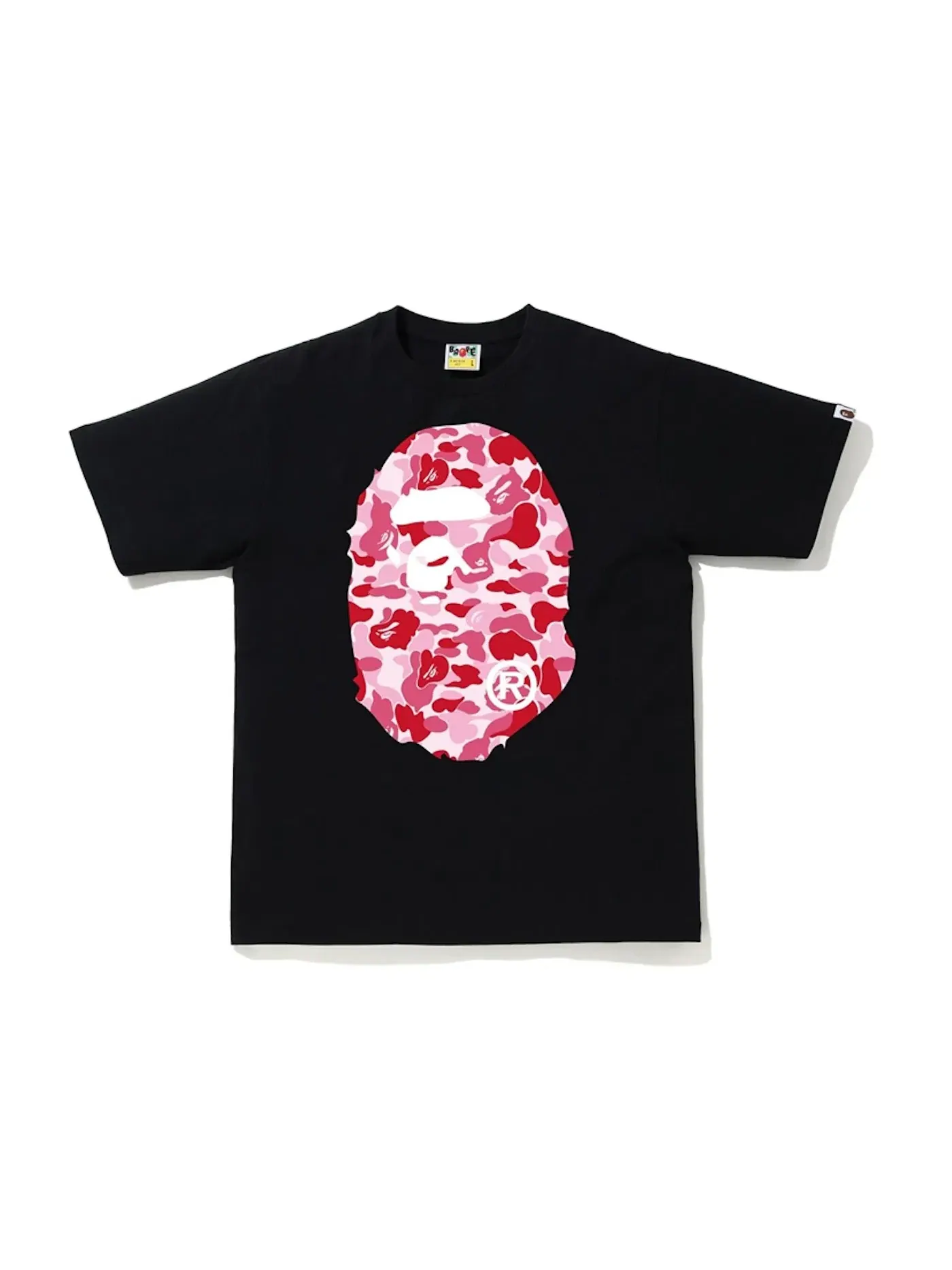 Мужская футболка с принтом BAPE ABC Camo Big Ape Head Tee — изображение 1 из 1, черный/розовый