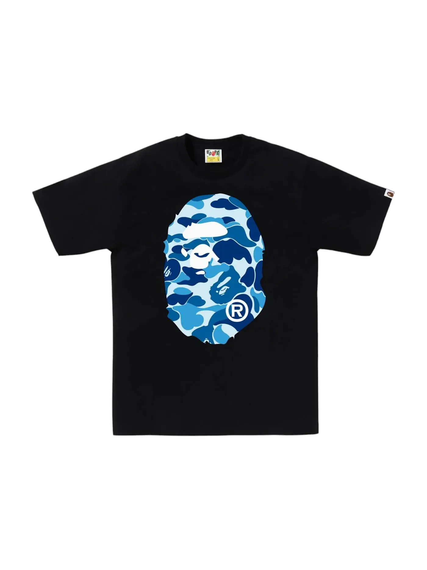 Мужская футболка с принтом BAPE ABC Camo Big Ape Head Tee FW25 BAPE — изображение 1 из 1, черный/синий
