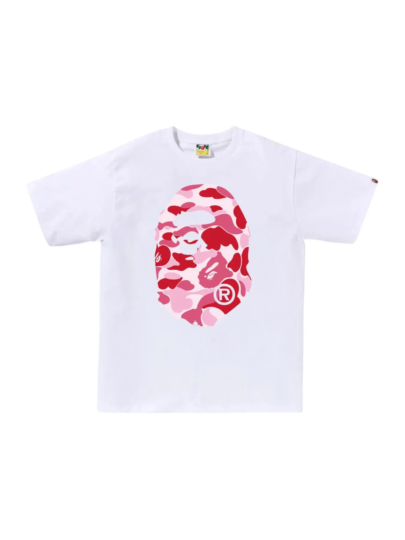 Мужская футболка с принтом BAPE ABC Camo Big Ape Head Tee (FW25) BAPE — изображение 1 из 1, белый/розовый