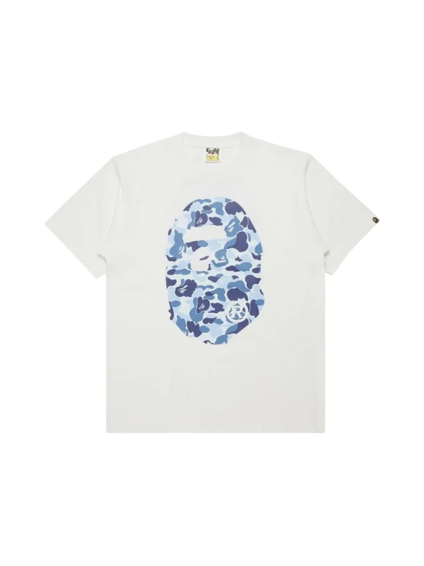 Мужская футболка с принтом BAPE ABC Camo Big Ape Head Tee BAPE — изображение 1 из 1, белый/синий