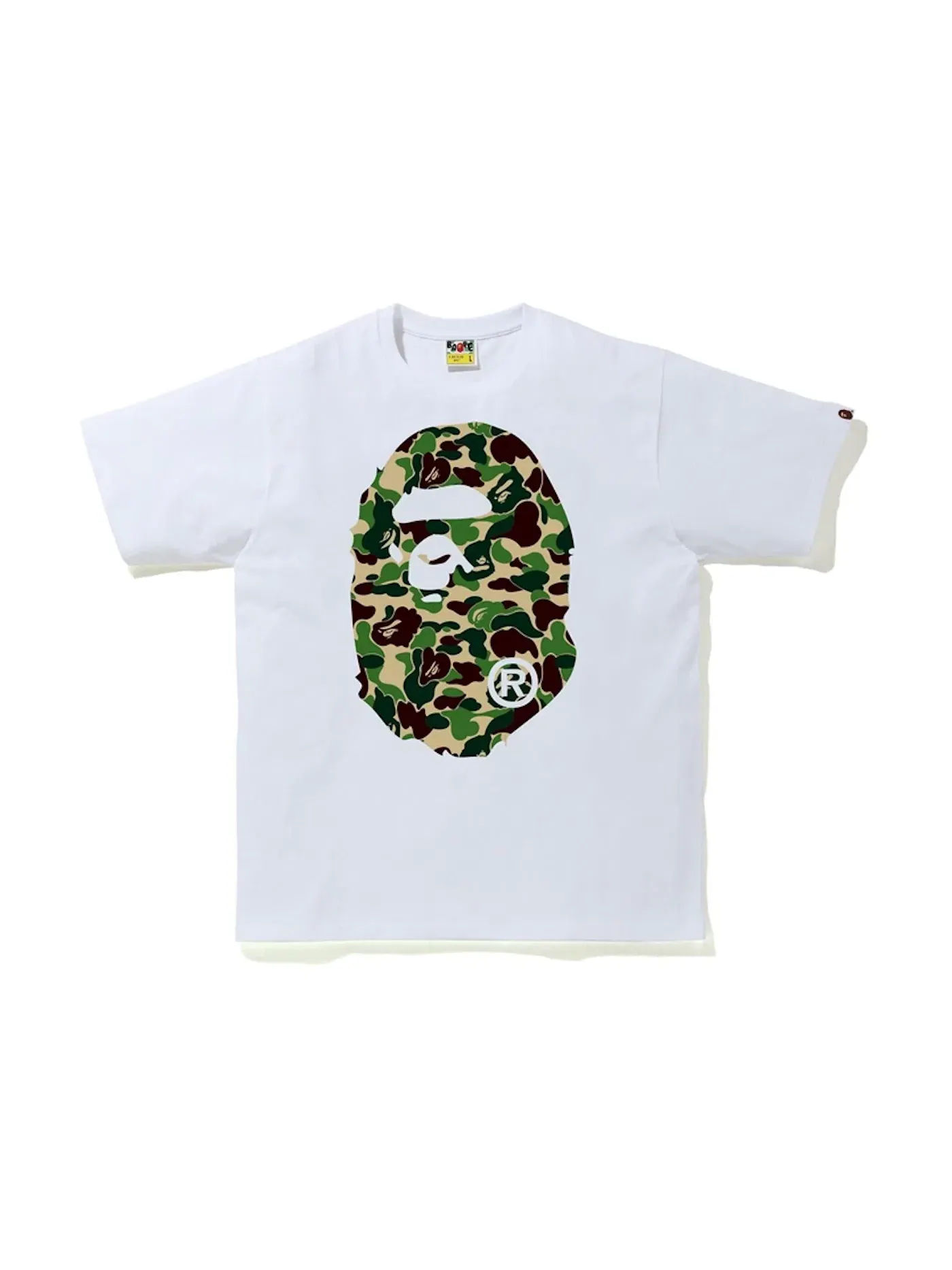 Мужская футболка с принтом BAPE ABC Camo Big Ape Head Tee — изображение 1 из 1, белый/зеленый